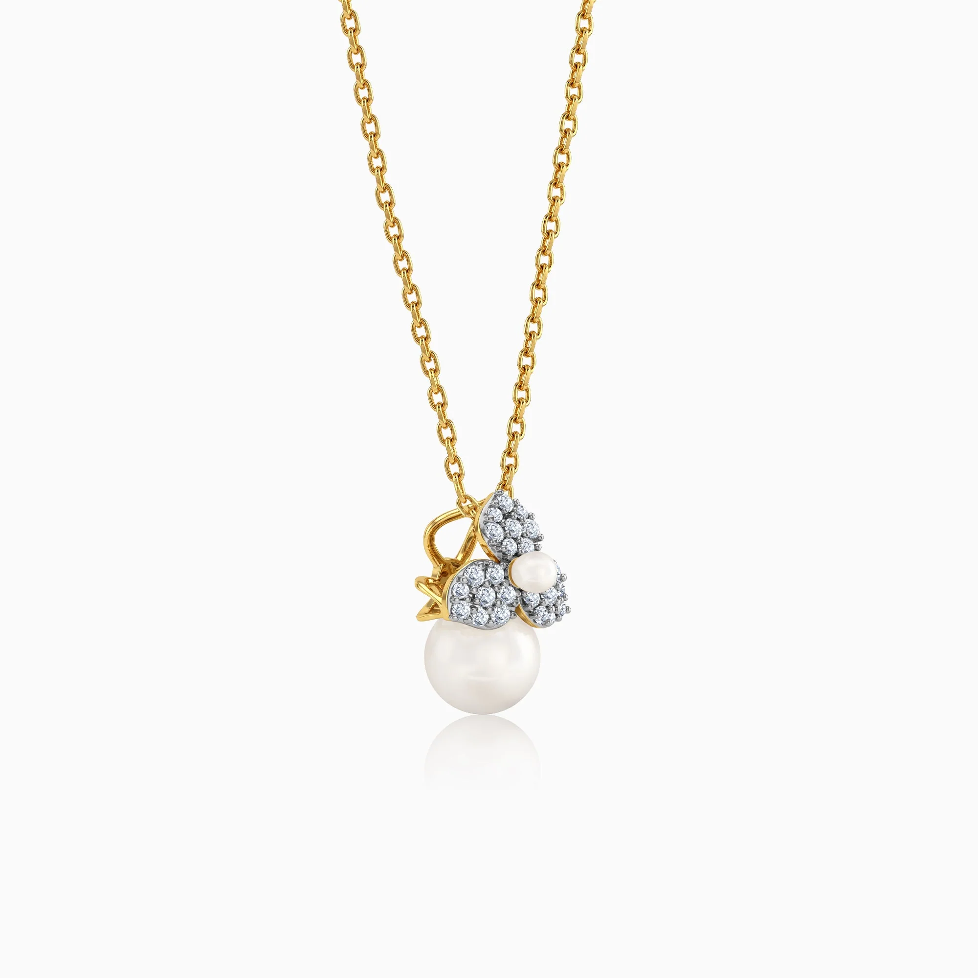 Gold Pearl Bud Story Lab Grown Diamond Pendant - Image 4