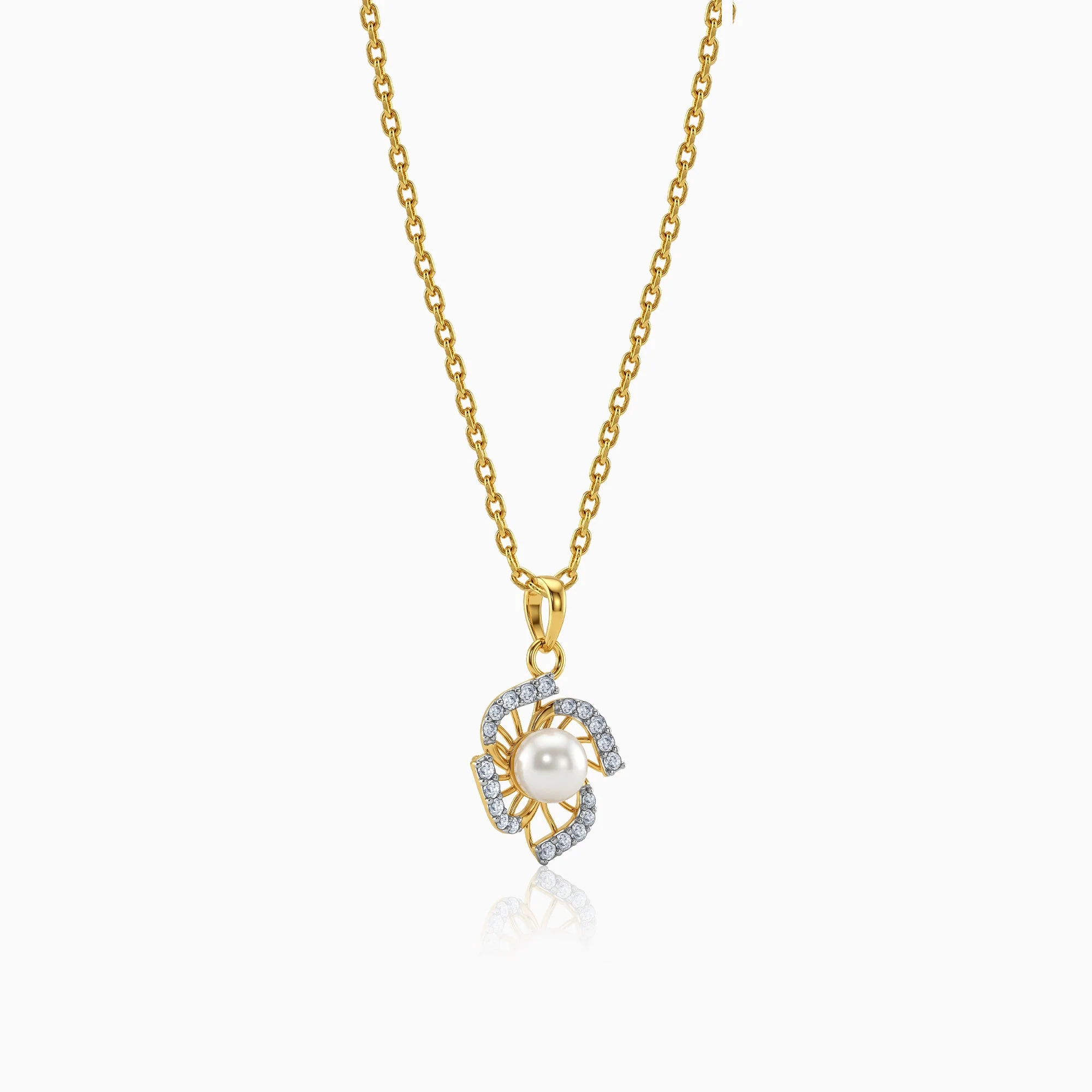 Gold Pearl of Fortune Lab Grown Diamond Pendant - Image 4