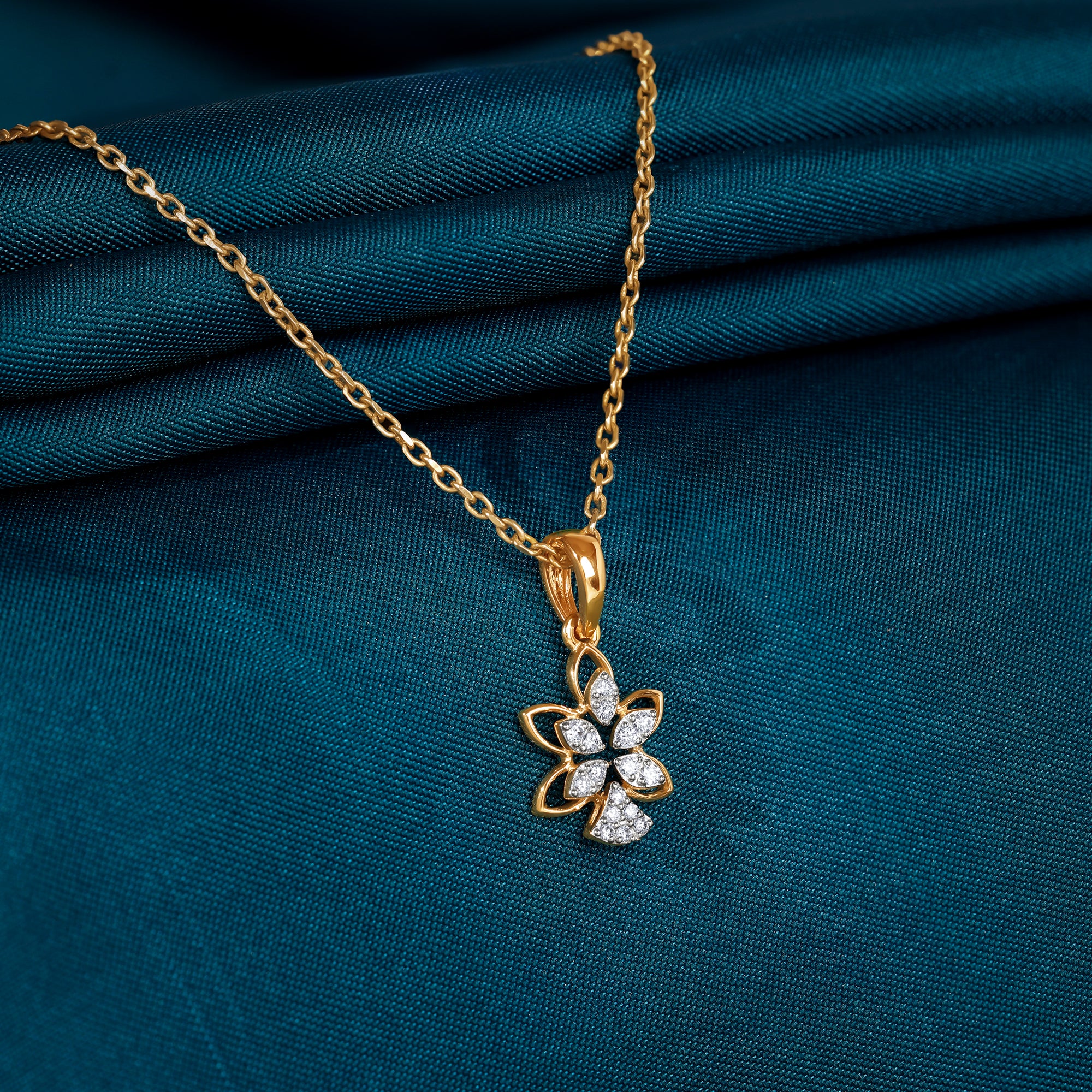 Gold Petal Grace Lab Grown Diamond Pendant - Image 2