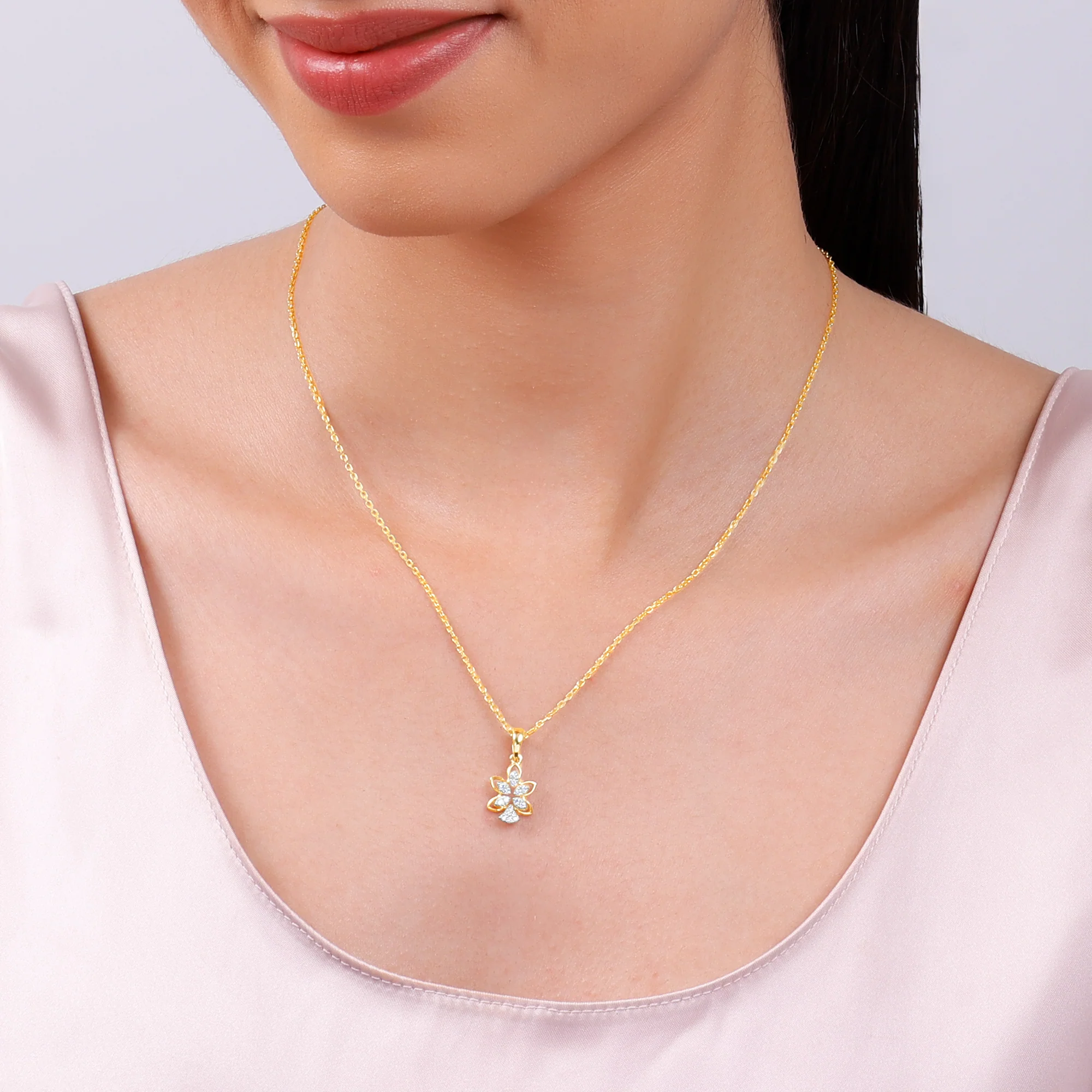 Gold Petal Grace Lab Grown Diamond Pendant - Image 3