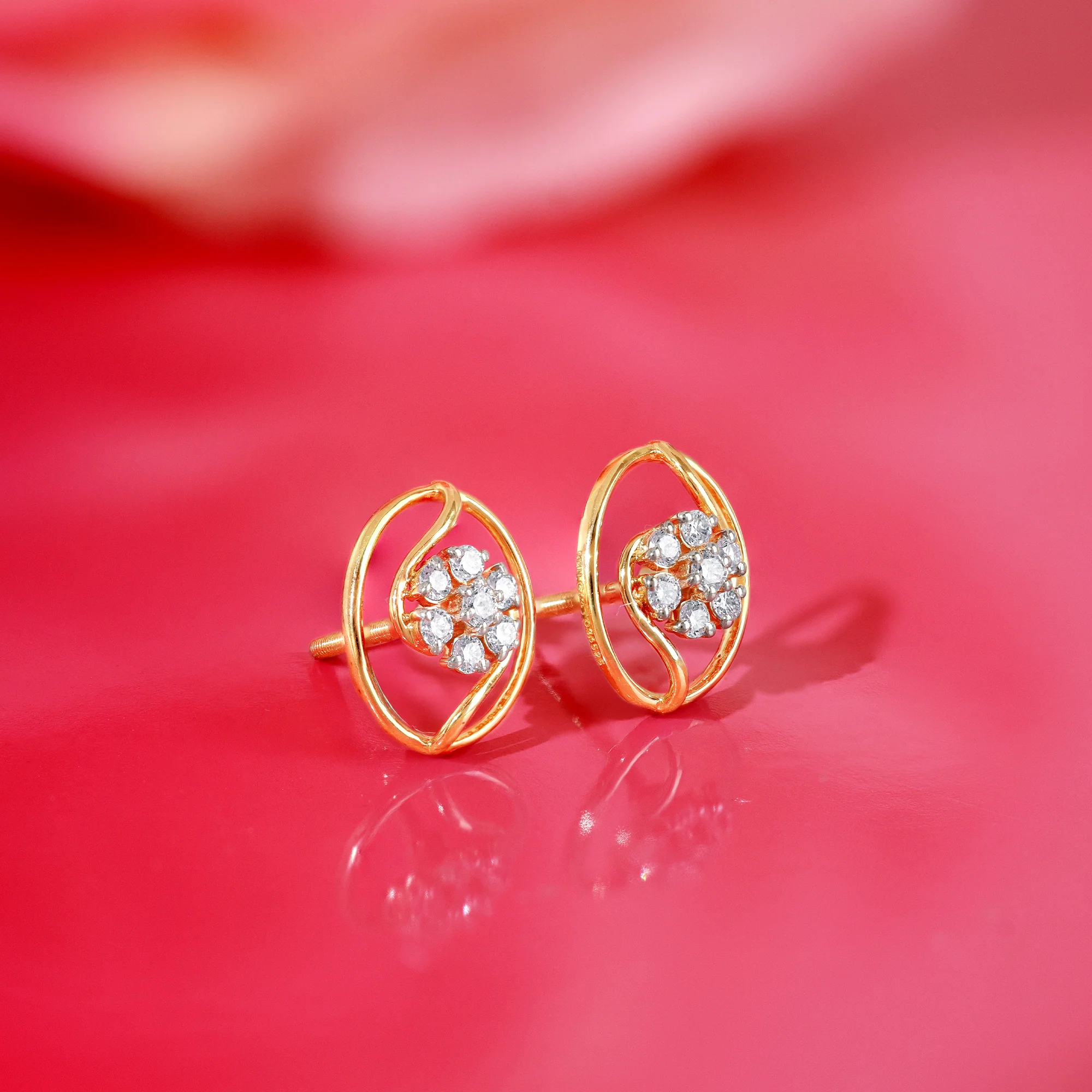 Gold Petal Poise Lab Grown Diamond Earrings - Image 2