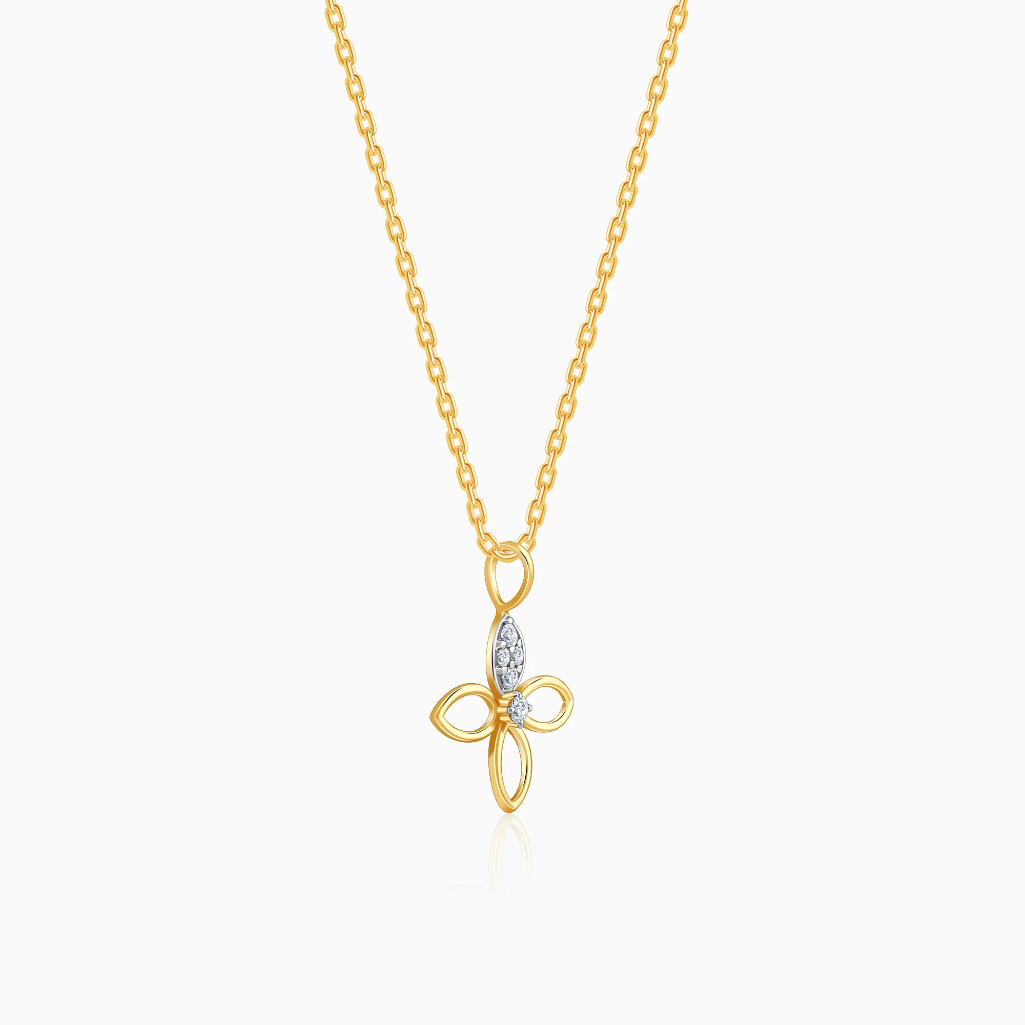 Gold Petal Sparkle Lab Grown Diamond Pendant - Image 4