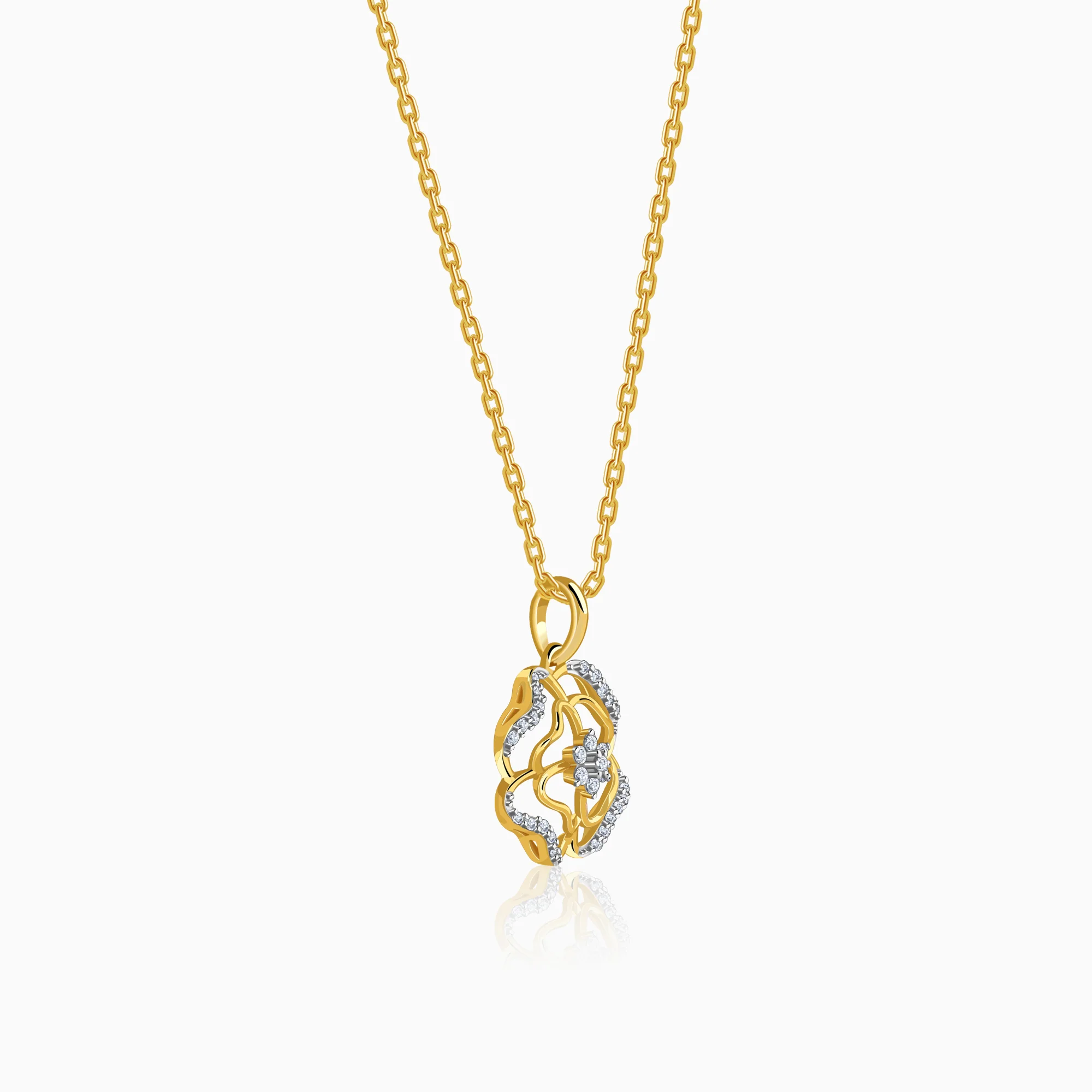 Gold Petalight Lab Grown Diamond Pendant - Image 4