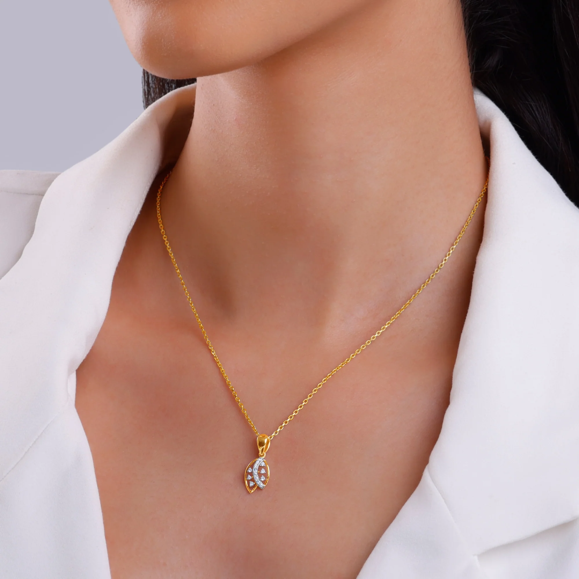 Gold Petioles Diamond Pendant - Image 3