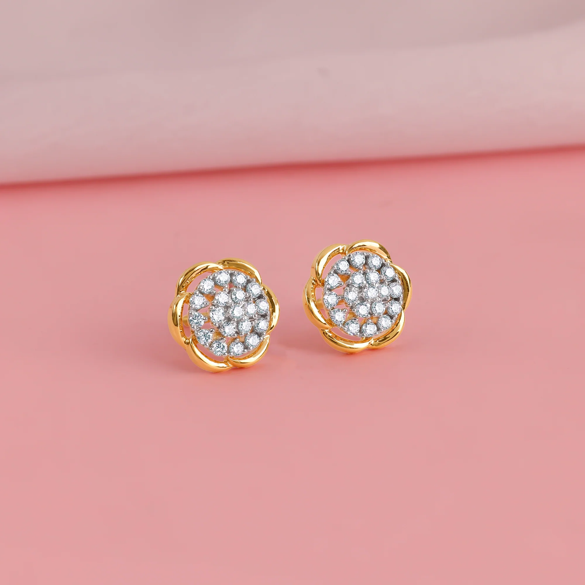 Gold Petunia Paradise Lab Grown Diamond Earrings - Image 2