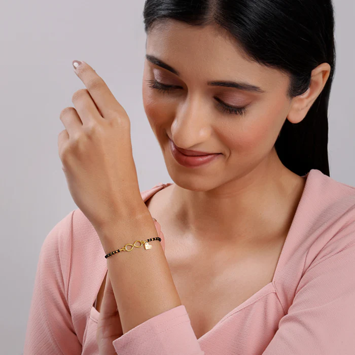 Golden Personalised Infinity Love Mangalsutra Bracelet - Image 3