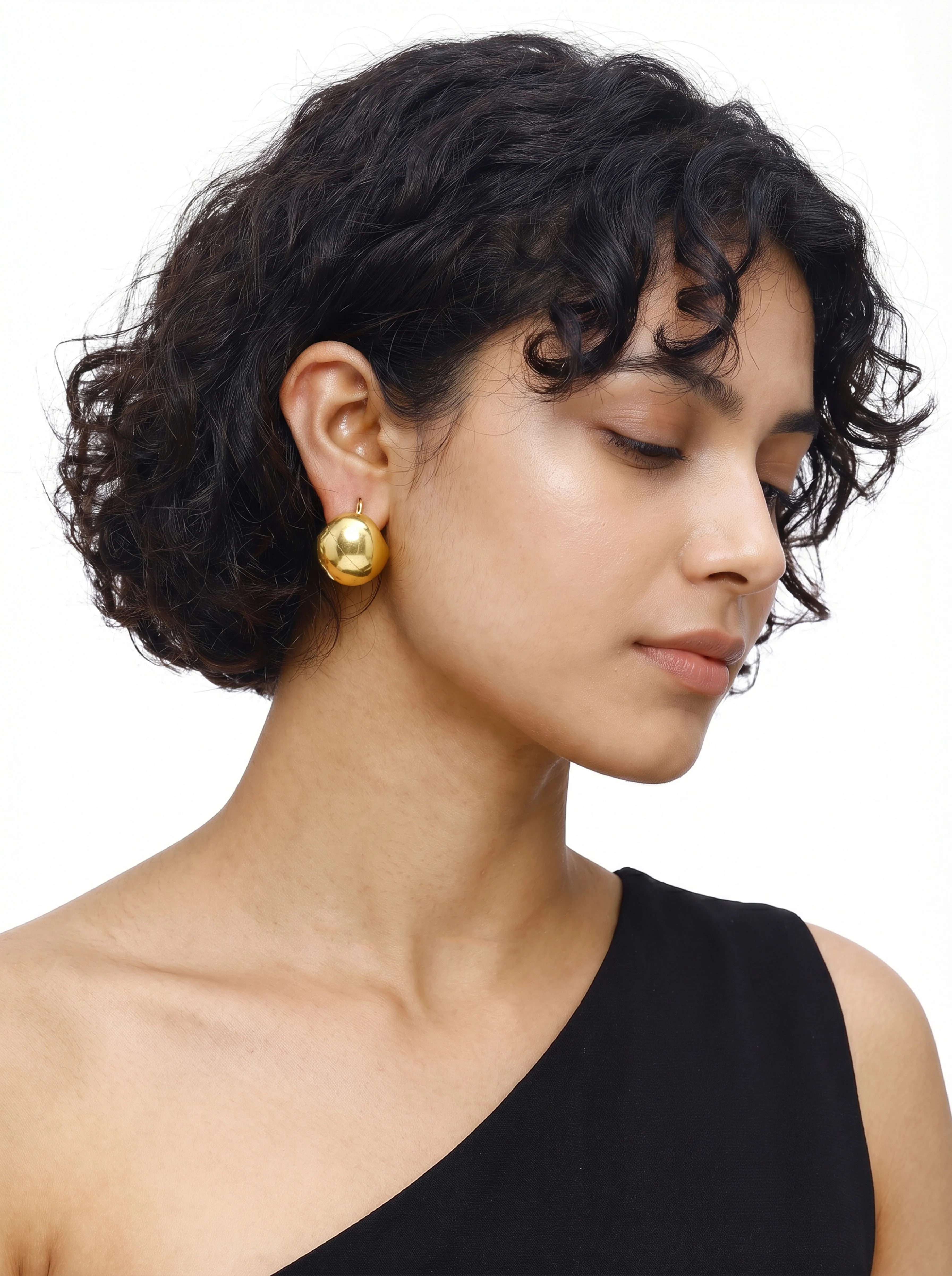 Gold Plated Ship Hoop Earrings - Image 2