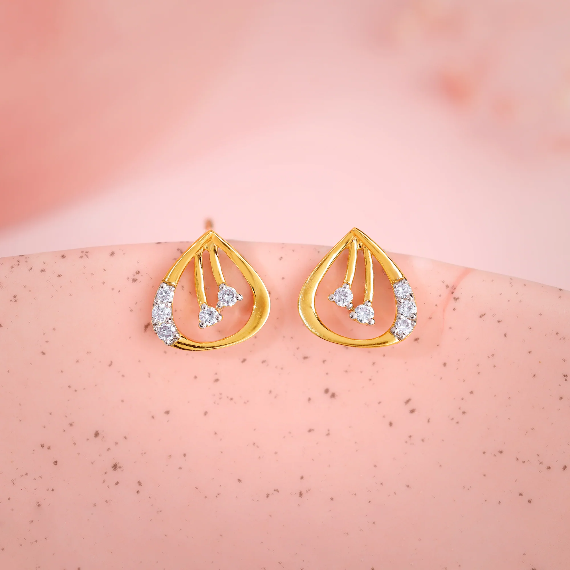 Gold Plucky Lab Grown Diamond Earrings - Image 2