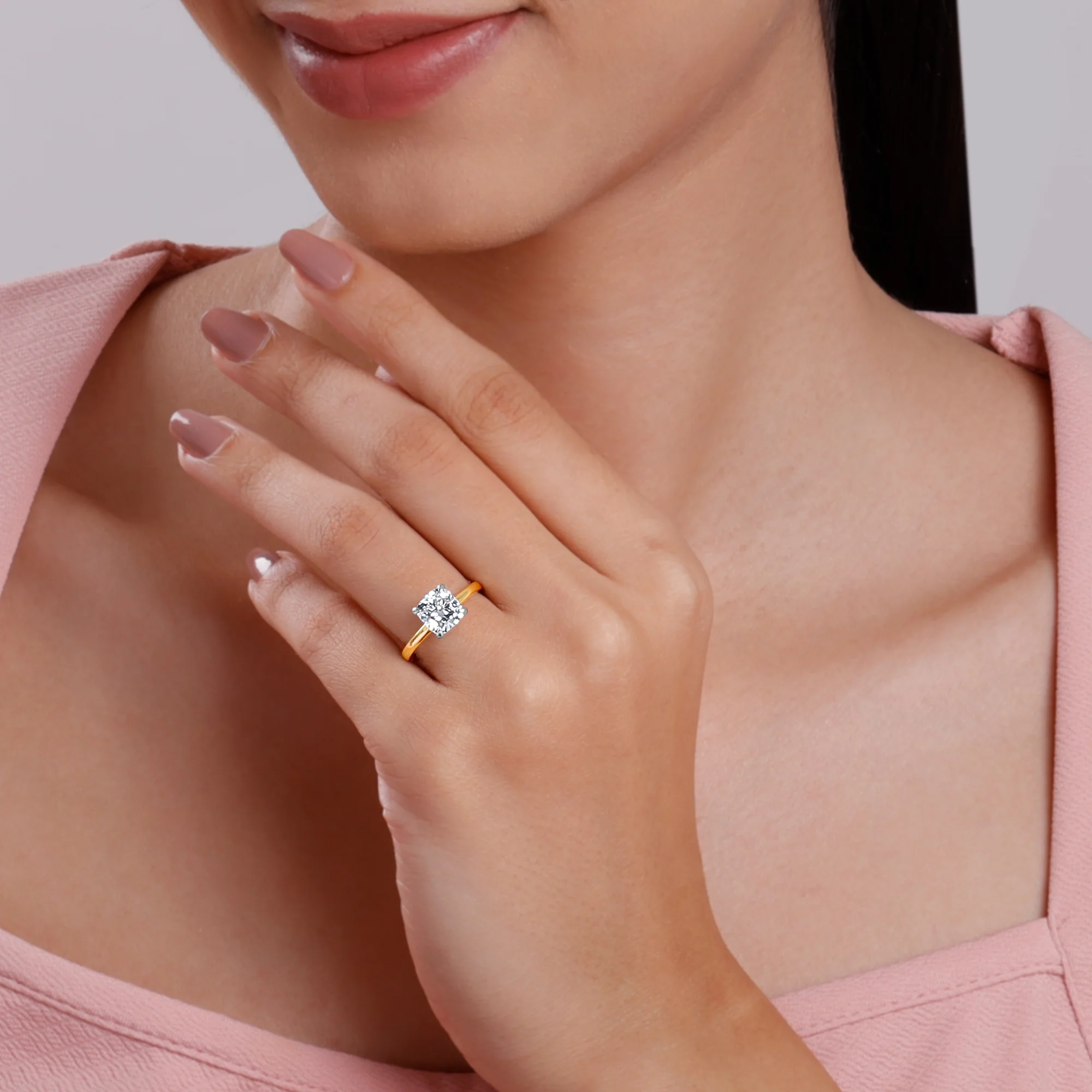 Gold Princess-cut Solitaire Lab Grown Diamond Ring - Image 3