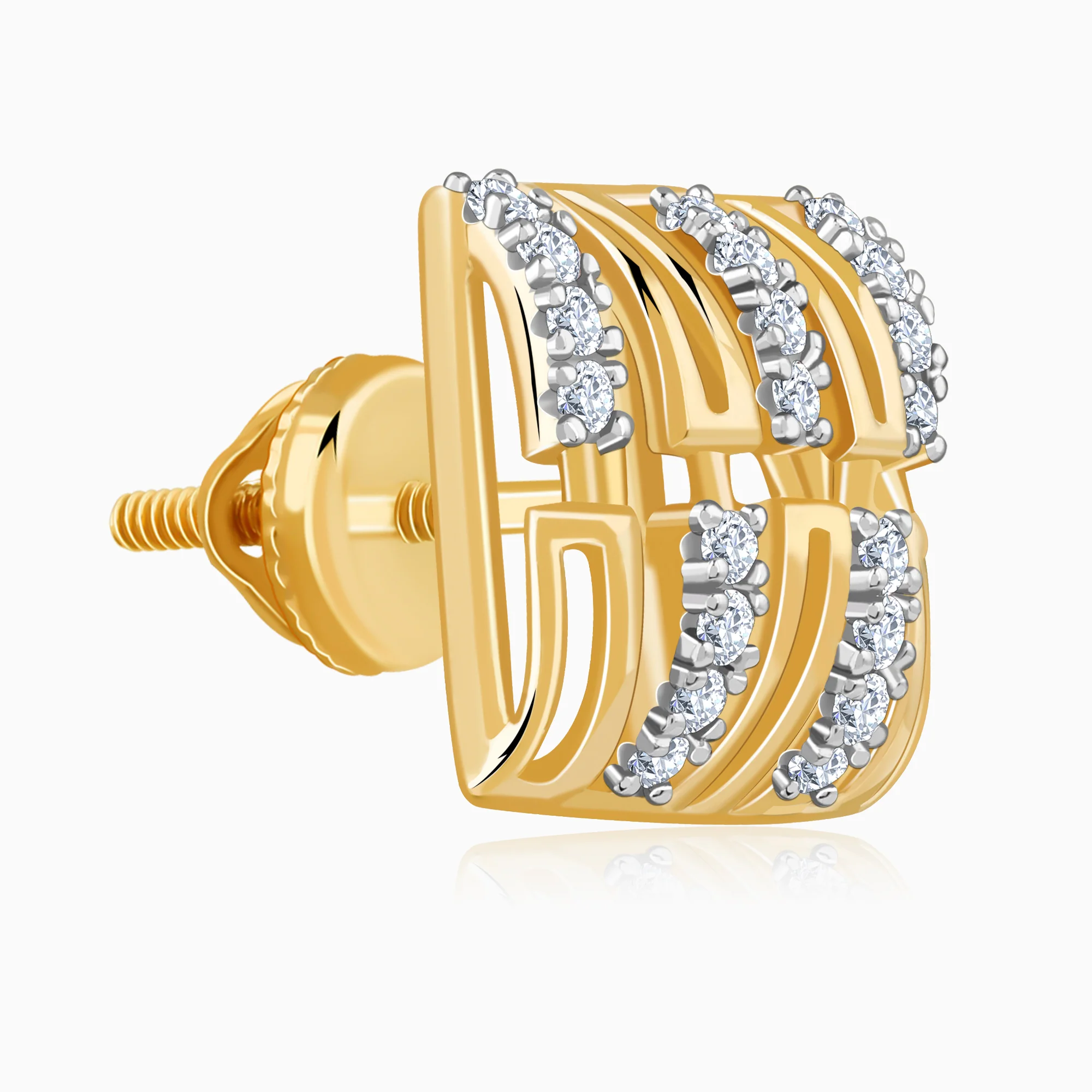 Gold Princess Lab Grown Diamond Stud Earrings - Image 4