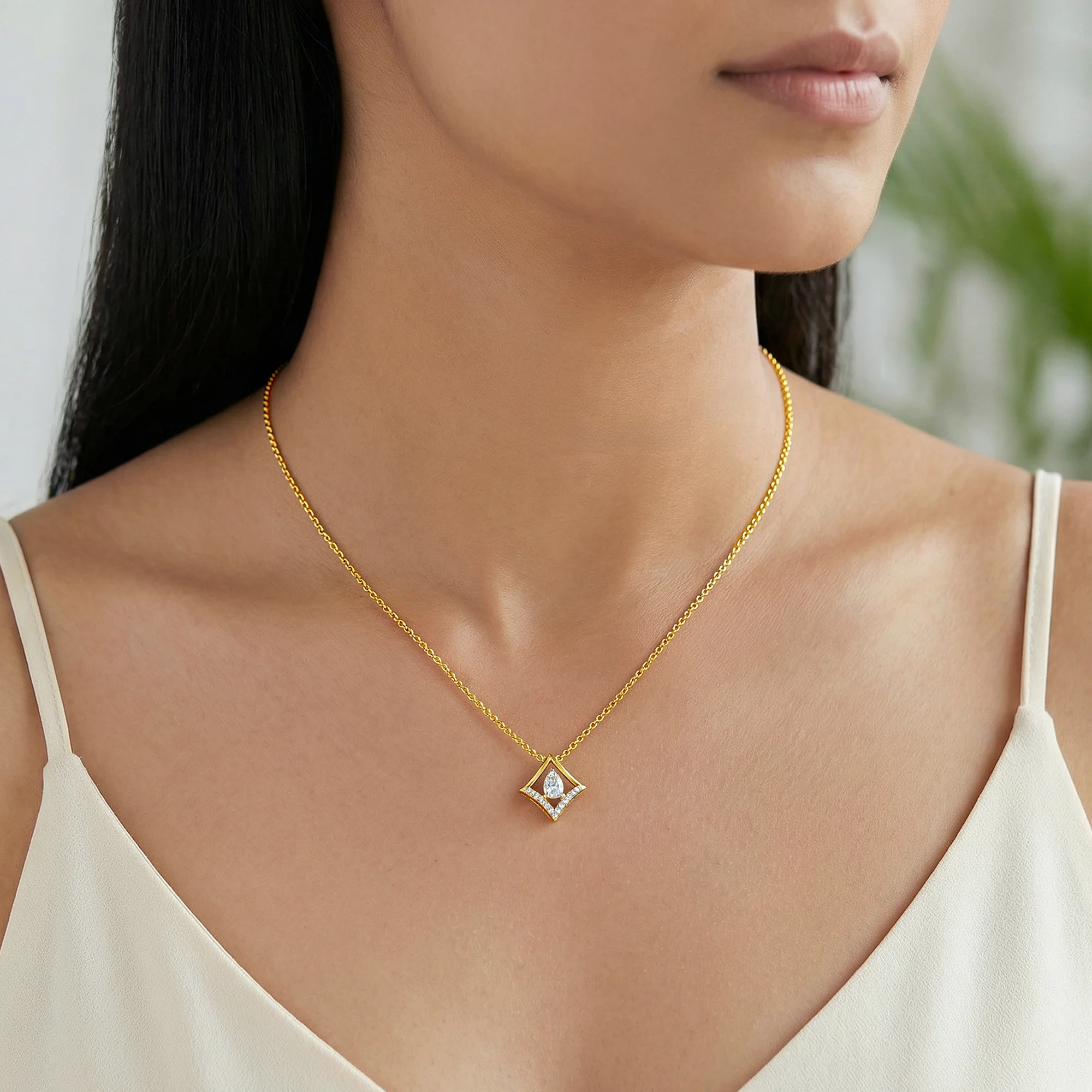 Gold Prism Poise Lab Grown Diamond Pendant - Image 3