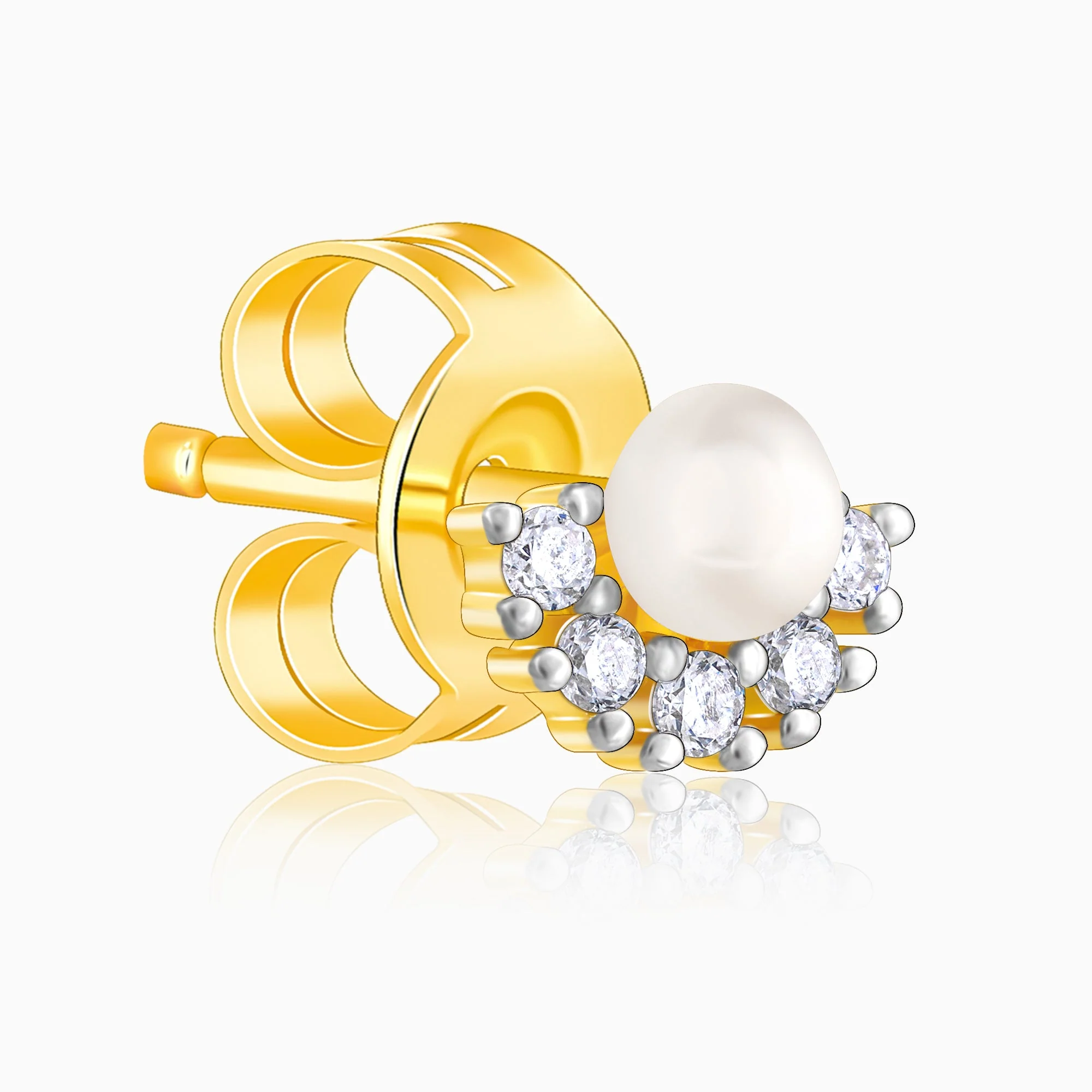 Gold Promise Of Pearl Diamond Earrings - Image 4