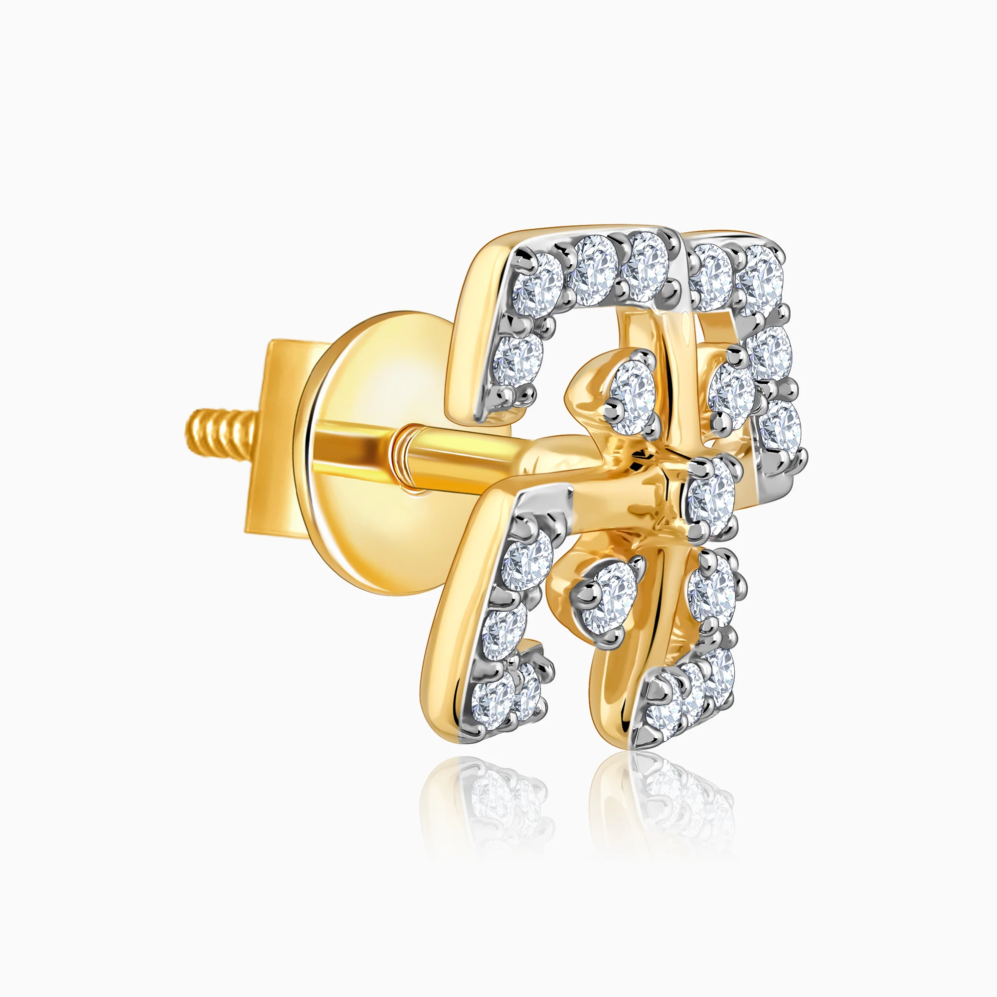 Gold Quadrado Diamond Earrings - Image 4