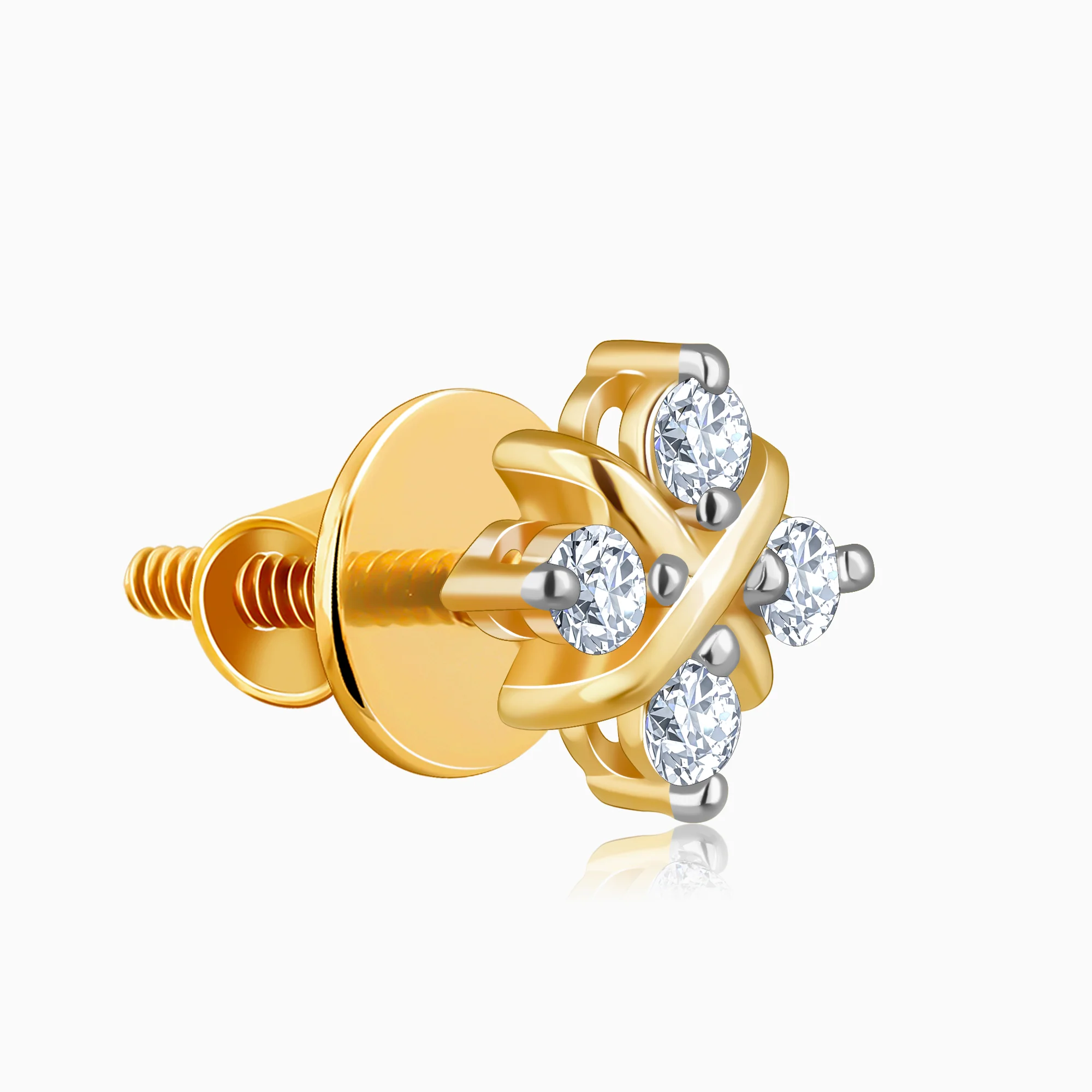 Gold Quartet Lab Grown Diamond Earrings - Image 4