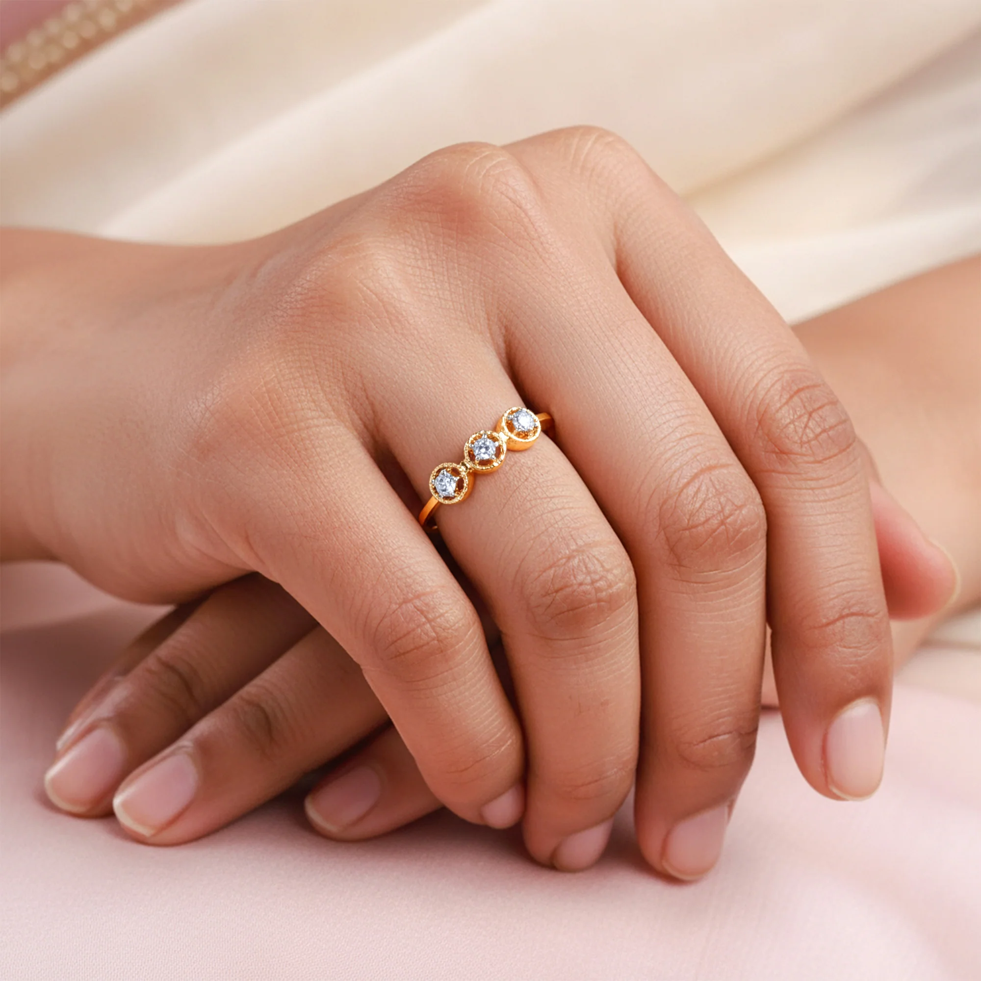 Gold Radiant Circles Lab Grown Diamond Ring - Image 3
