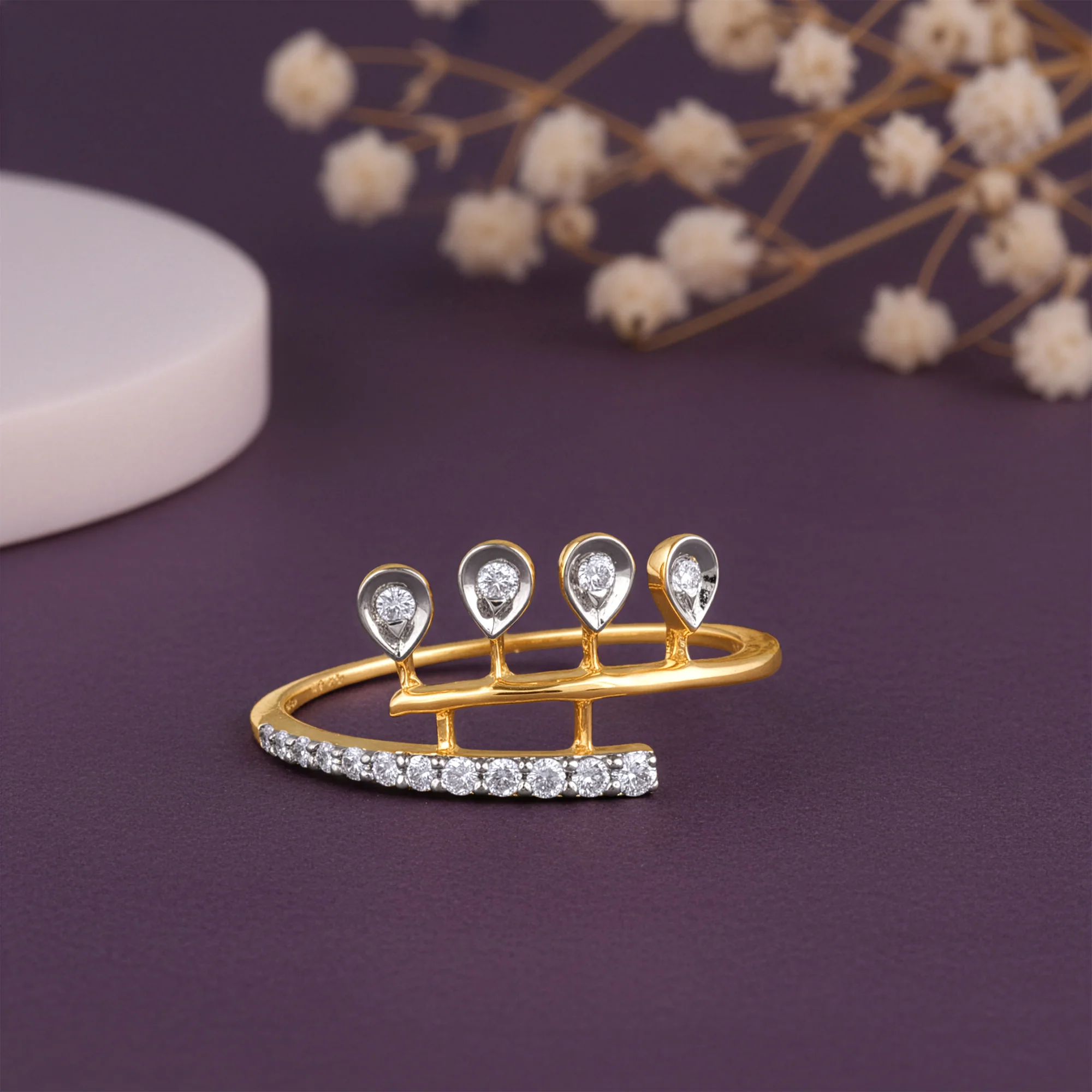 Gold Radiant Drops Lab Grown Diamond Ring - Image 2
