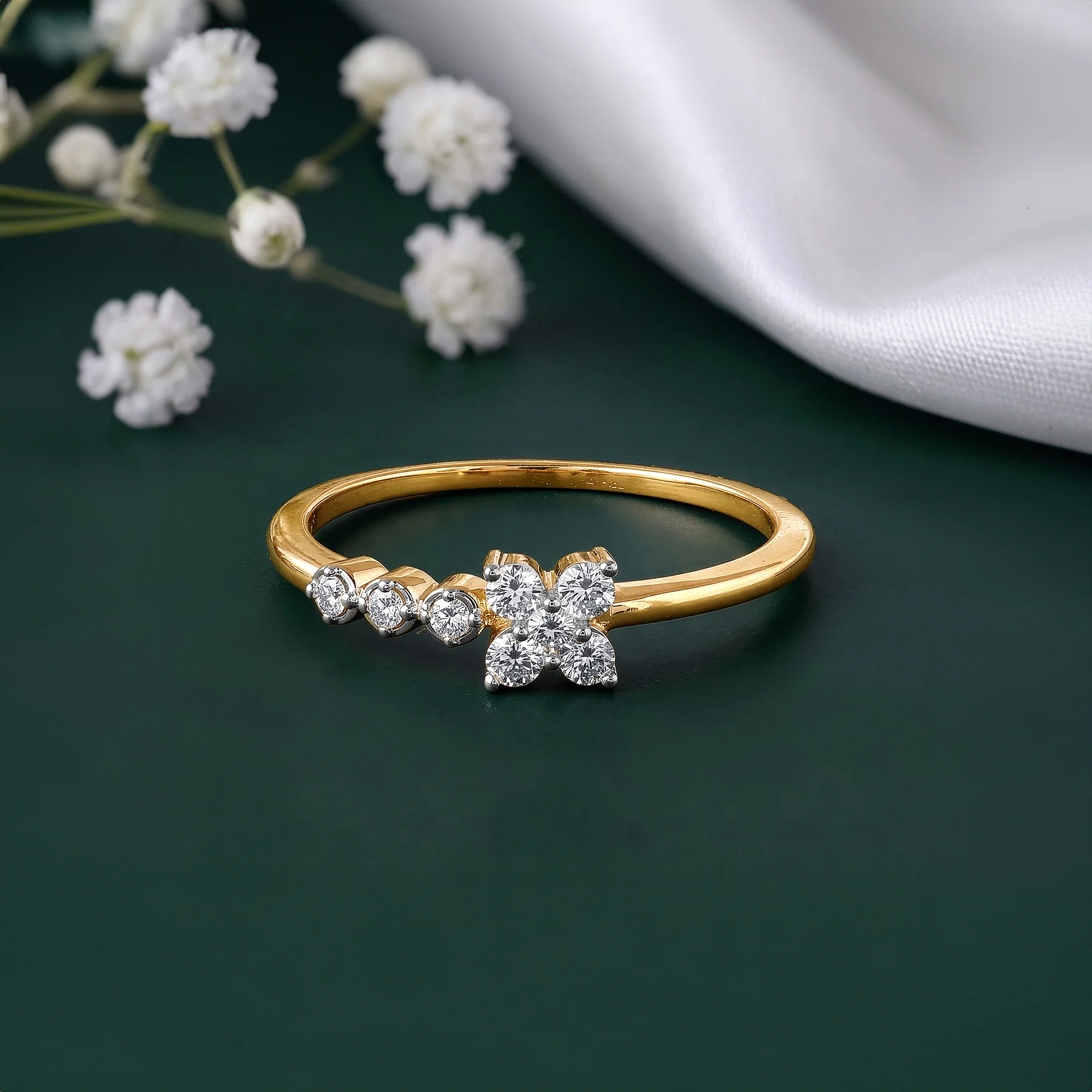 Gold Radiant Petaline Lab Grown Diamond Ring (Size 12) - Image 2