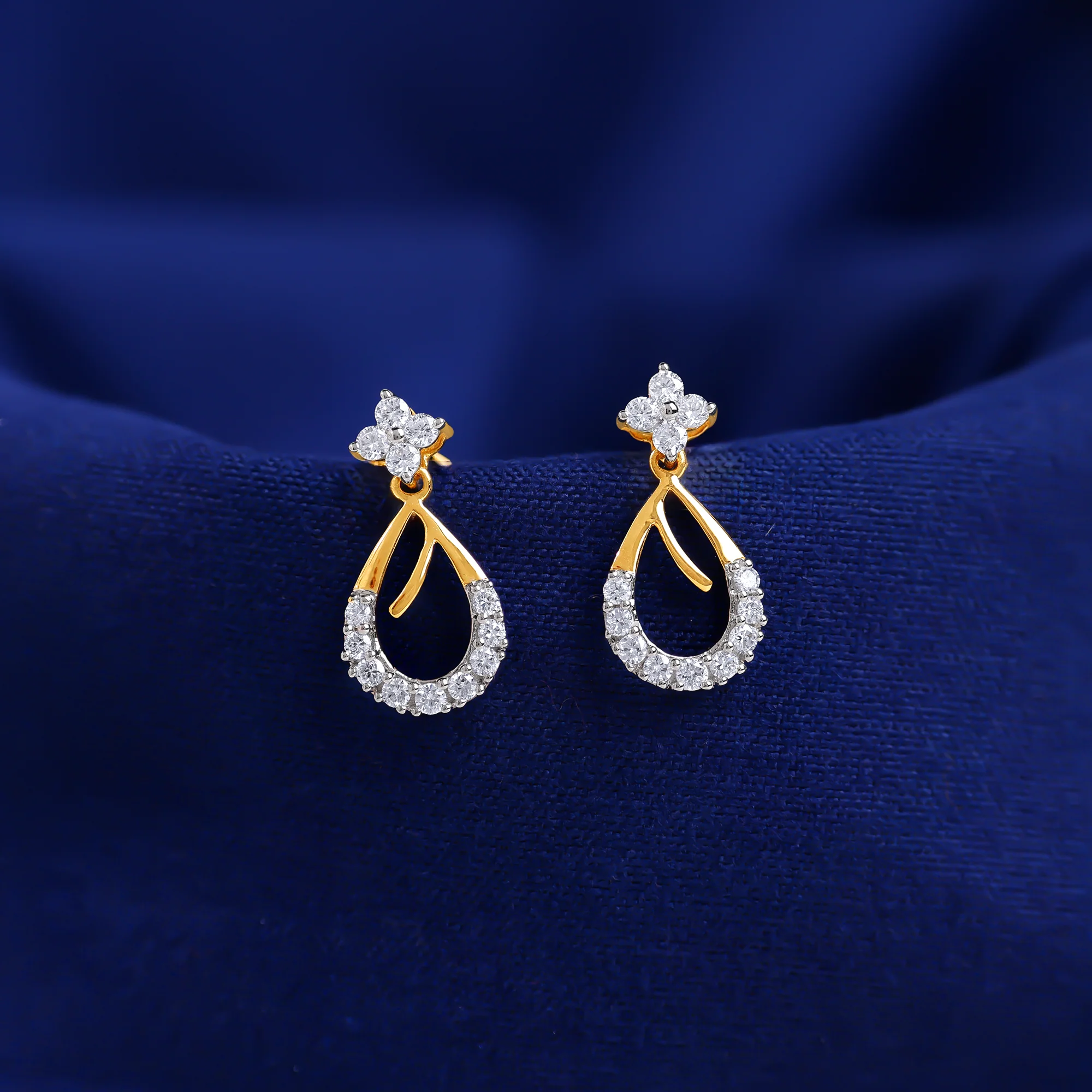 Gold Raindrop Lab Grown Diamond Earrings - Image 2