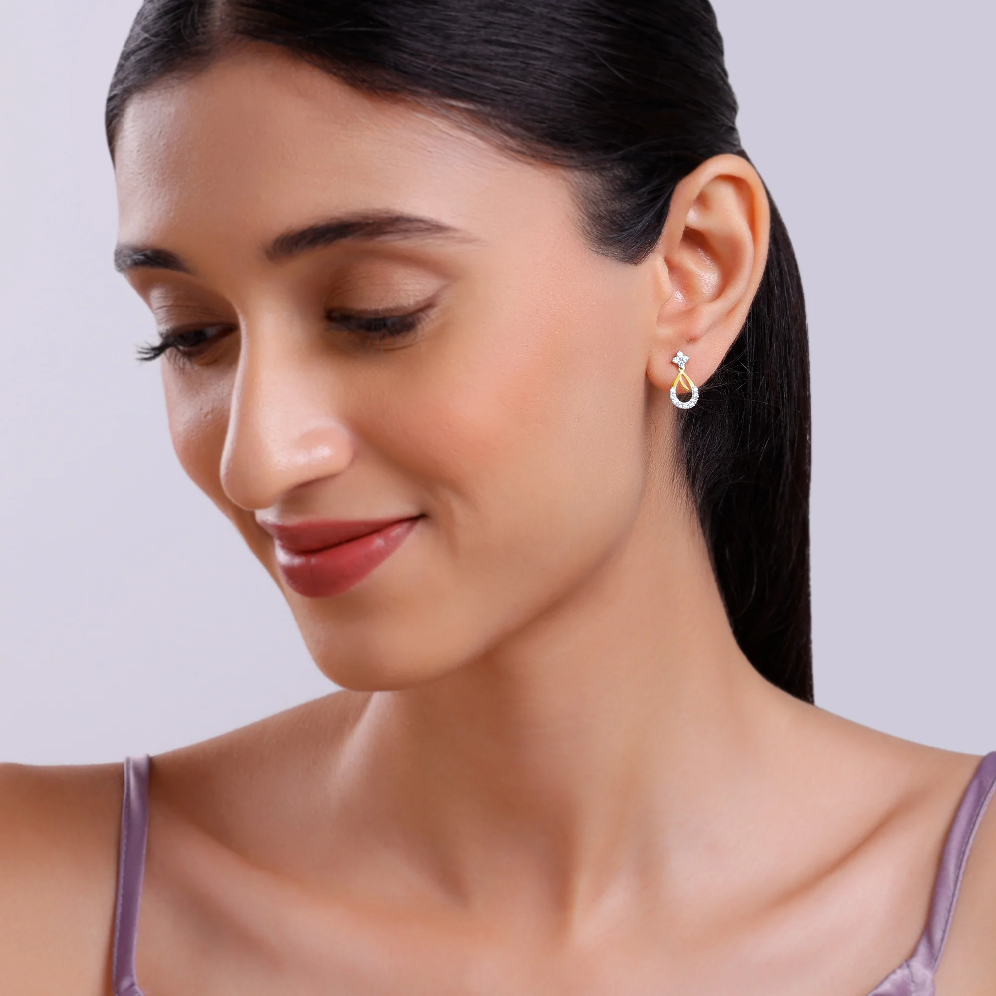 Gold Raindrop Lab Grown Diamond Earrings - Image 3