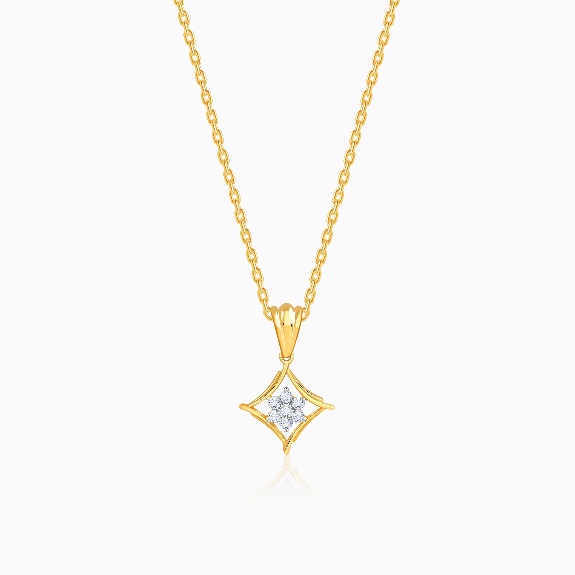 Gold Rhombus Floret Lab Grown Diamond Pendant