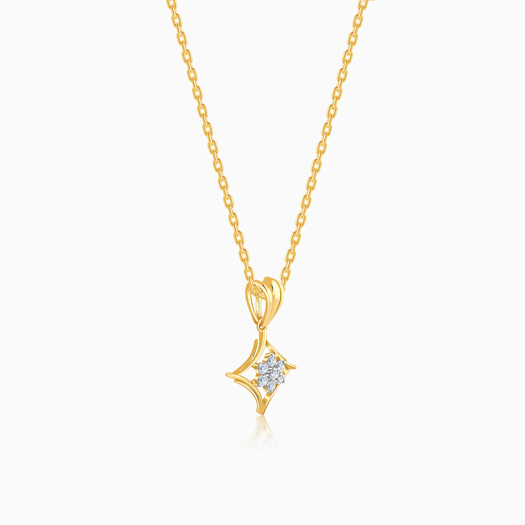 Gold Rhombus Floret Lab Grown Diamond Pendant - Image 4