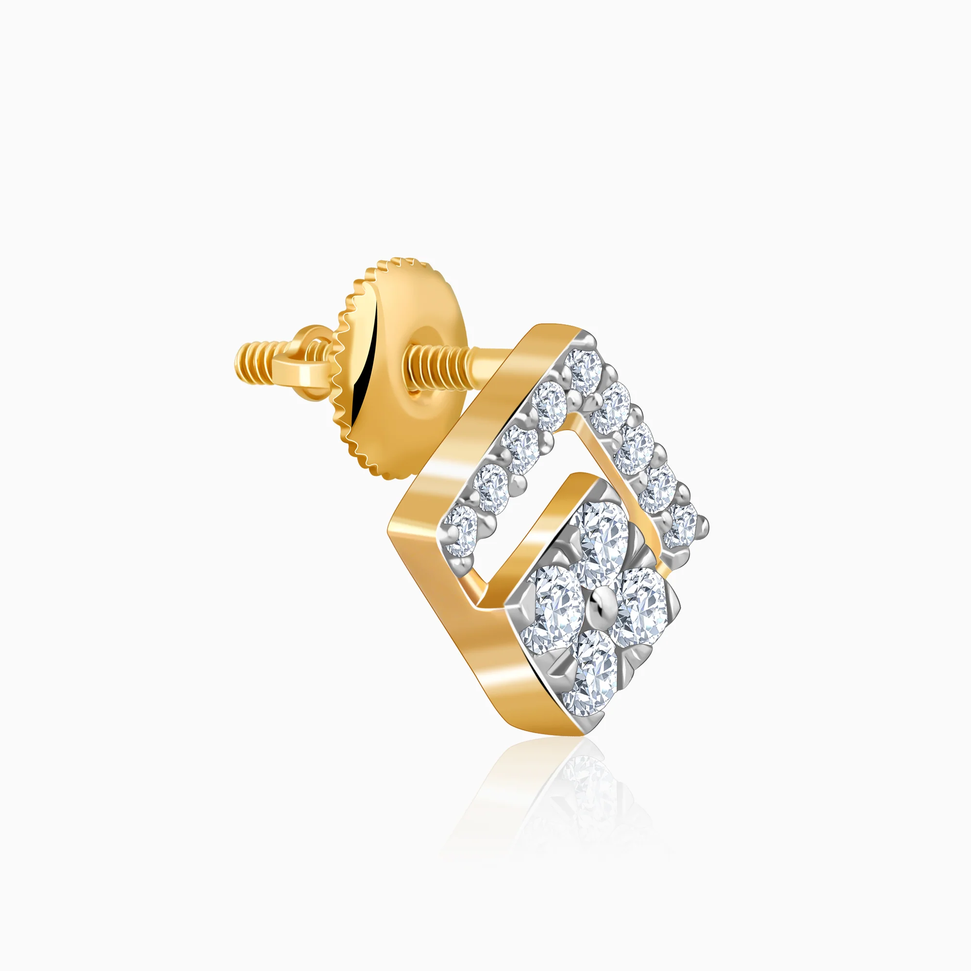 Gold Rhombus Sparkle Lab Grown Diamond Earrings - Image 4