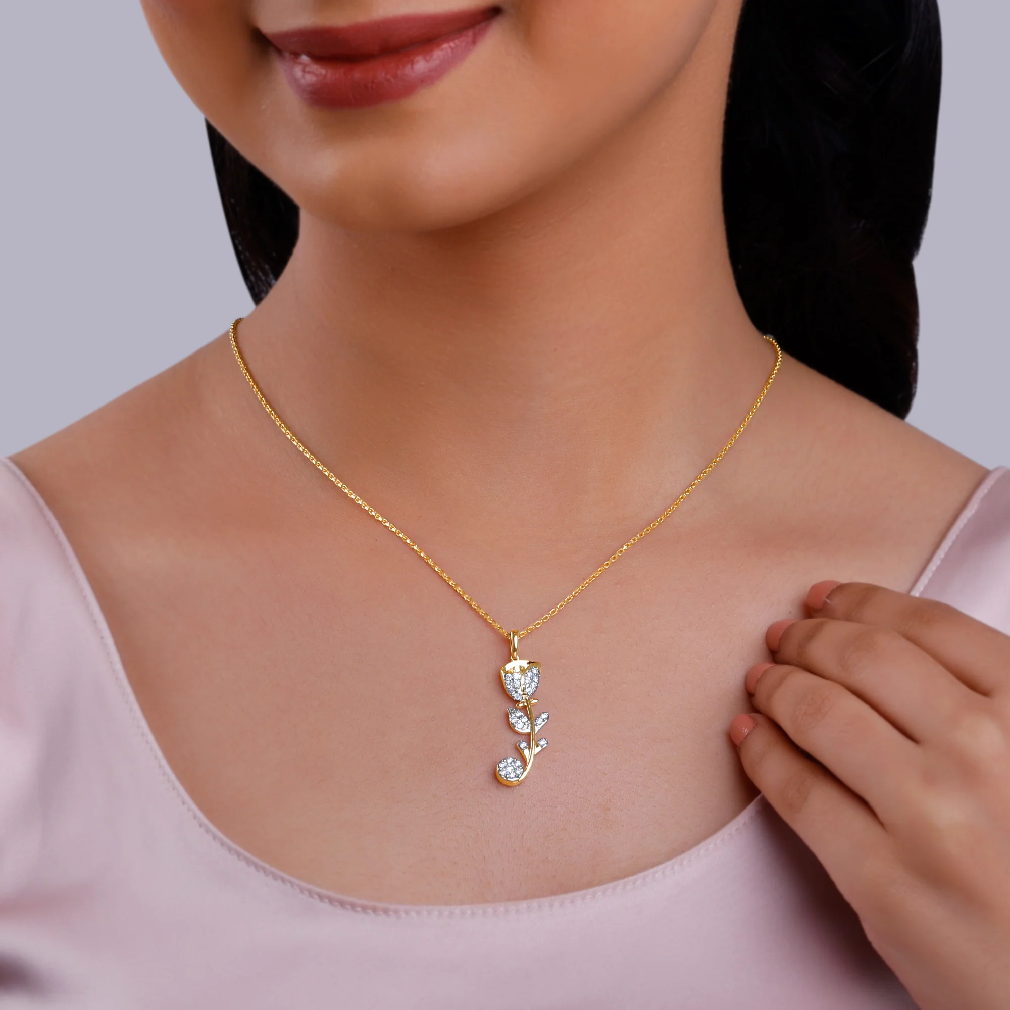 Gold Rose Reverie Lab Grown Diamond Pendant - Image 3