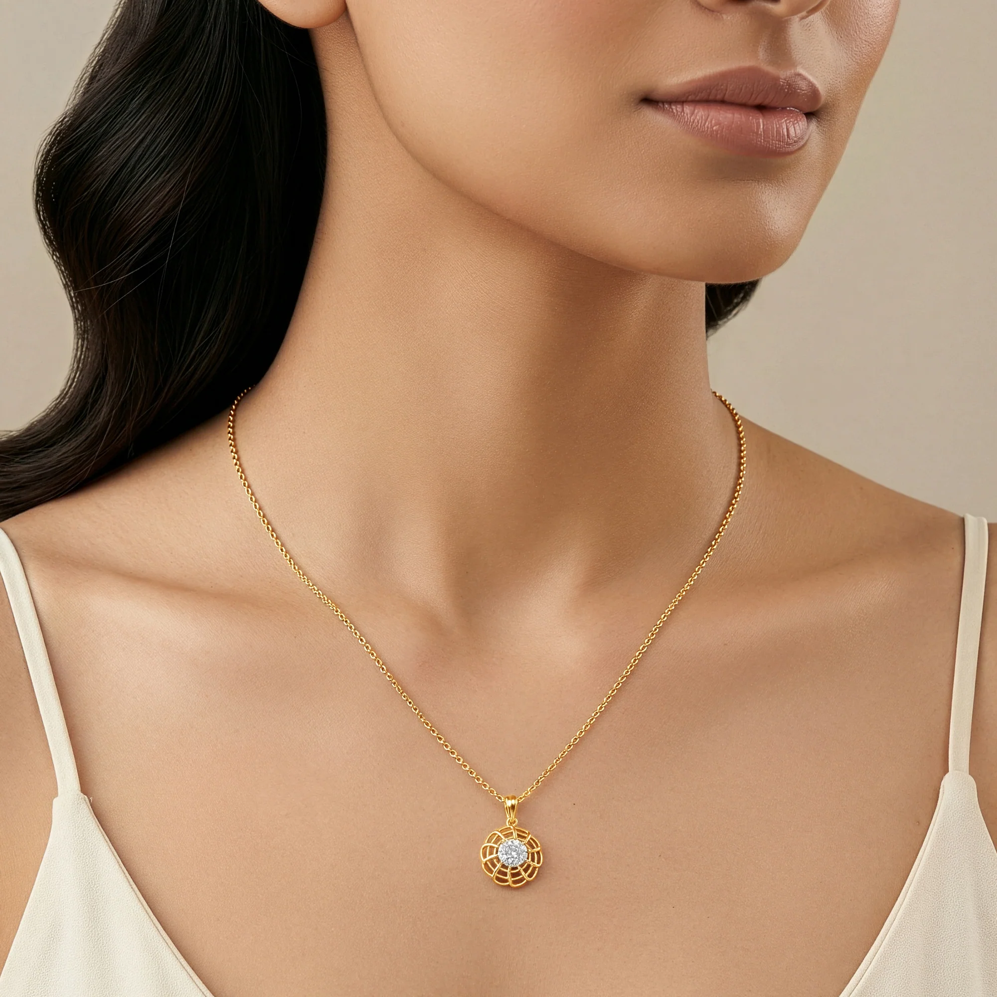 Gold Roxane Lab Grown Diamond Pendant - Image 3