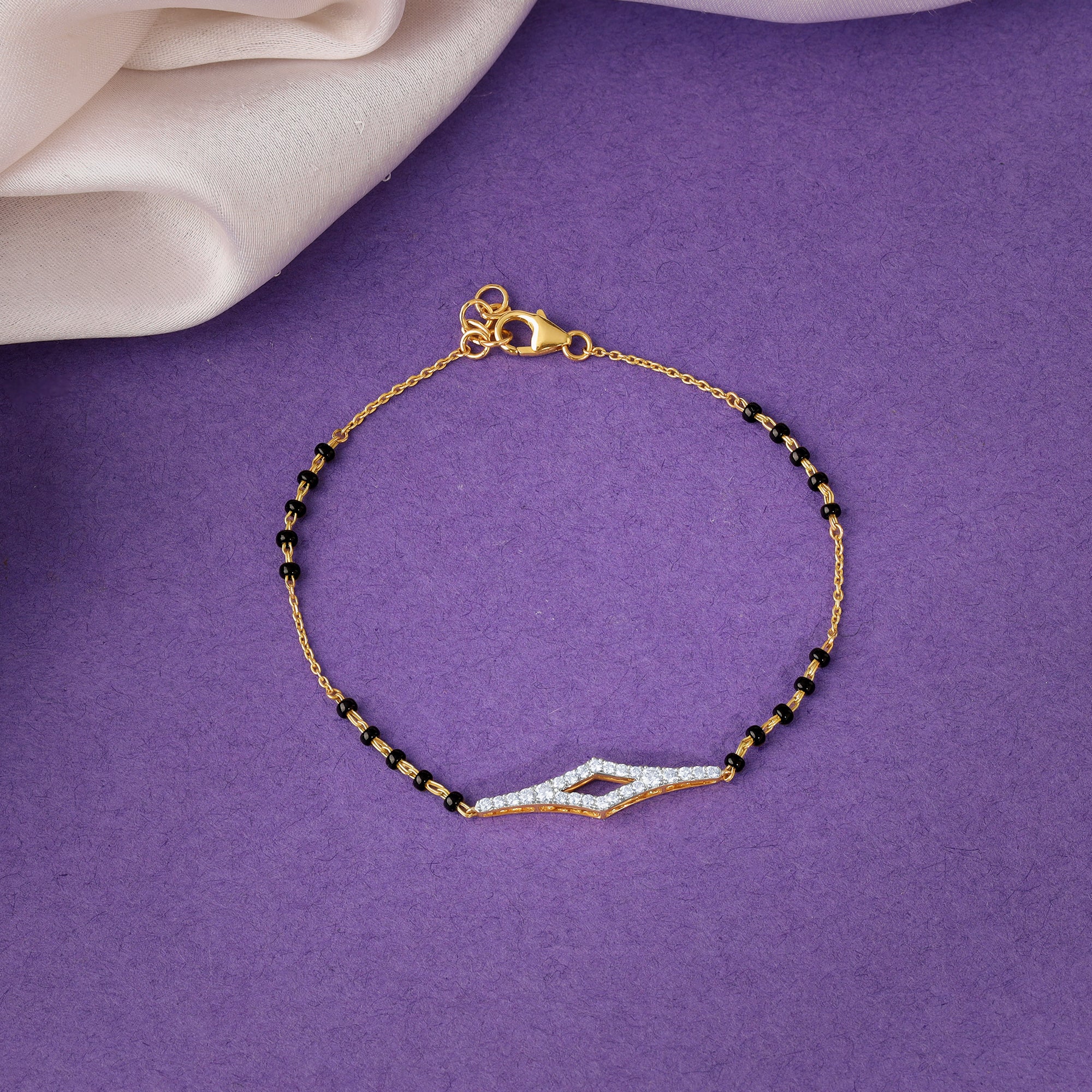 Gold Ruchira Mangalsutra Lab Grown Diamond Bracelet - Image 3