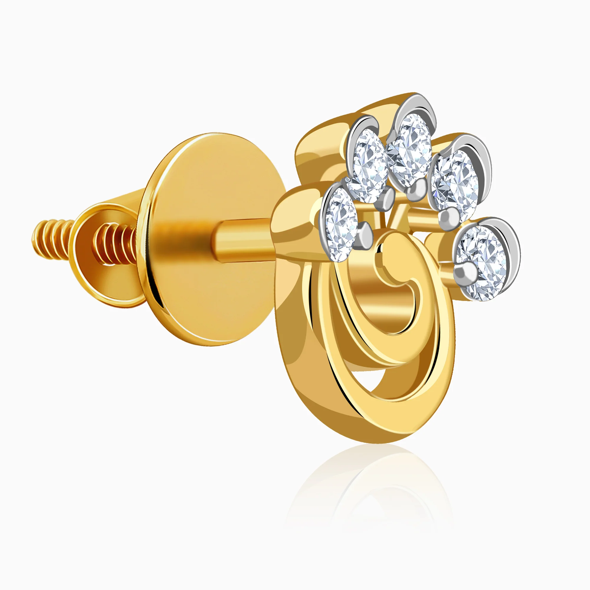 Gold Serenity Floral Lab Grown Diamond Earrings - Image 4