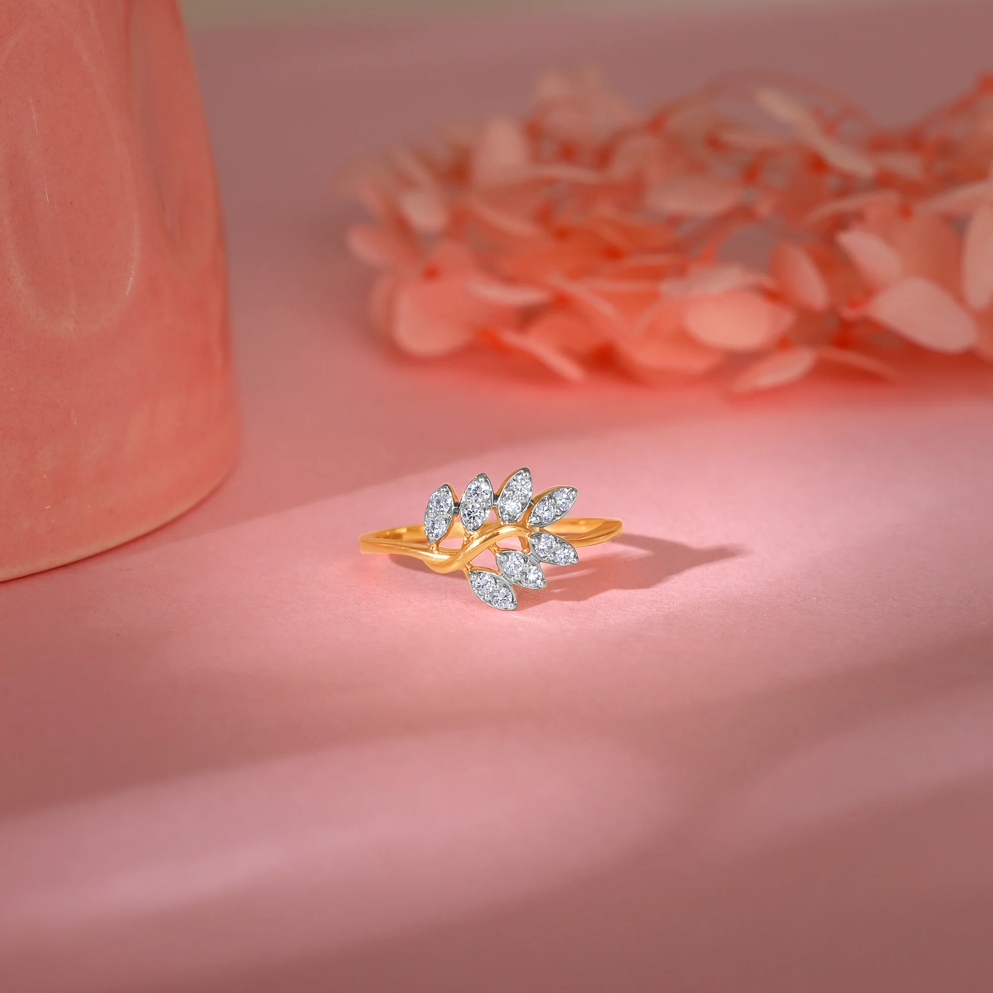 Gold Shimmery Petals Diamond Ring - Image 2