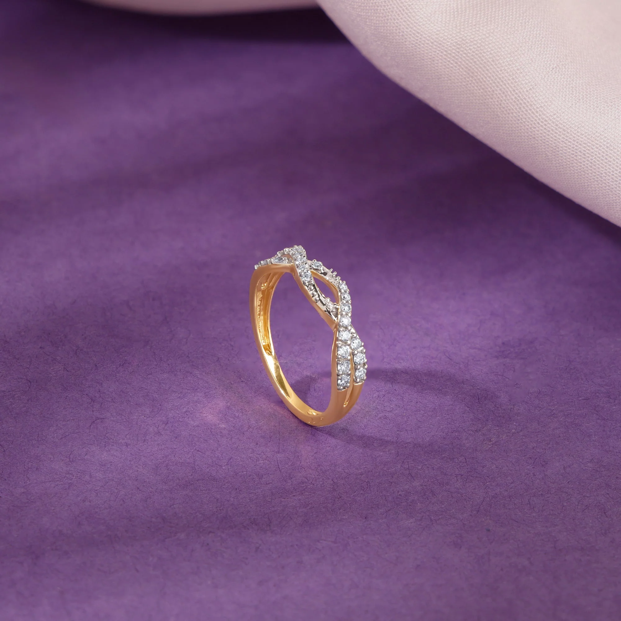 Gold Shining Twist Lab Grown Diamond Ring - Image 2