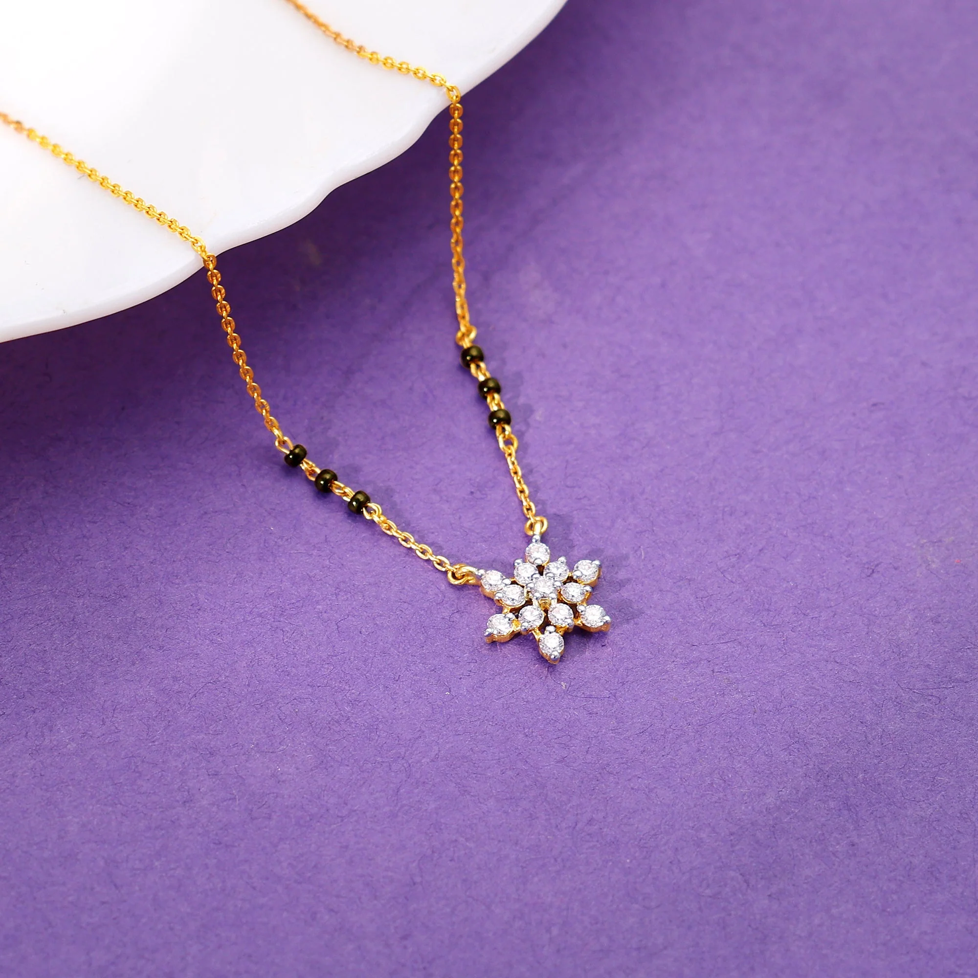 Gold Shubh Lagn Lab Grown Diamond Mangalsutra - Image 2
