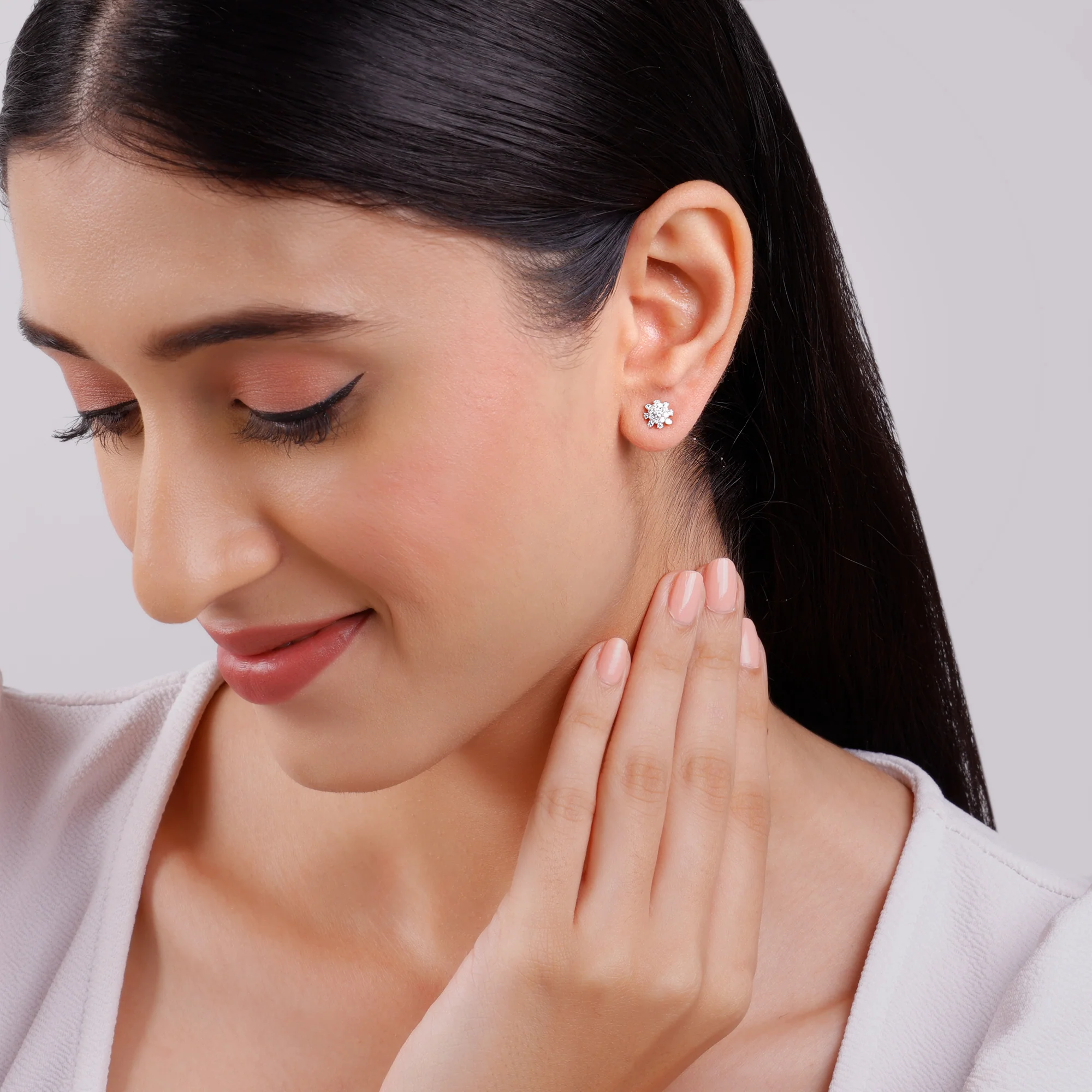 Gold Snowbloom Spark Lab Grown Diamond Studs - Image 3