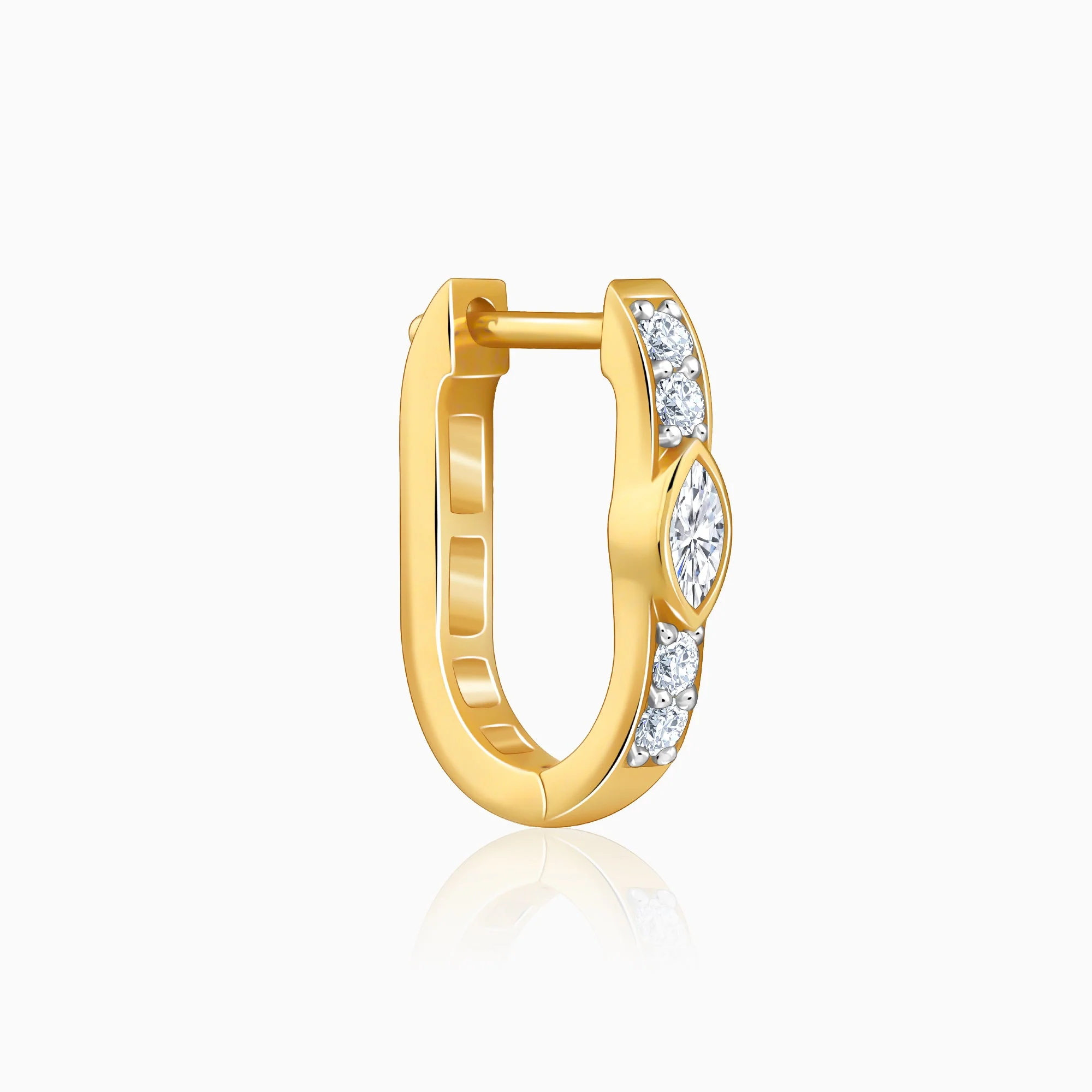 Gold Solaris Spark Lab Grown Diamond Hoop Earrings - Image 4