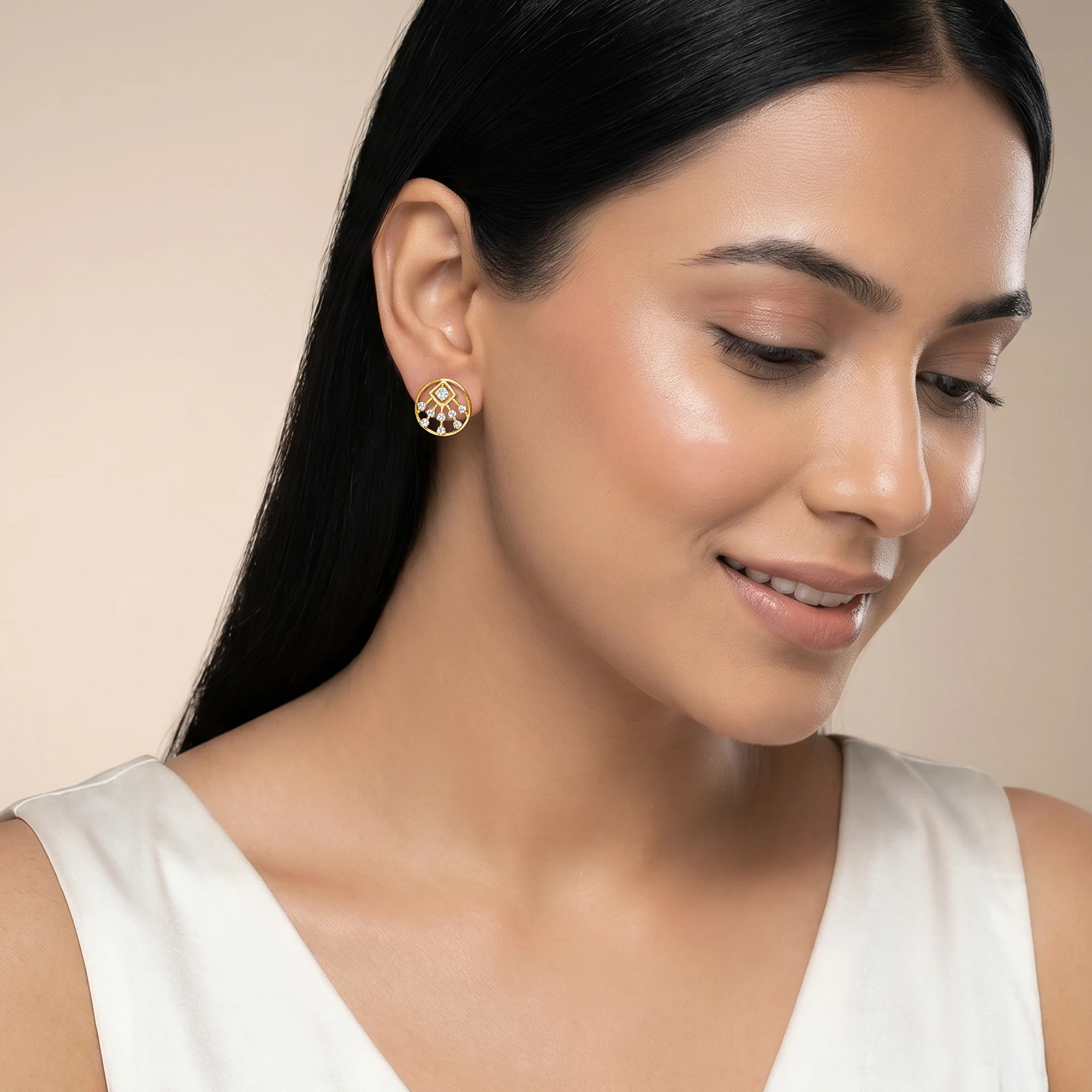 Gold Solene Lab Grown Diamond Earrings - Image 3