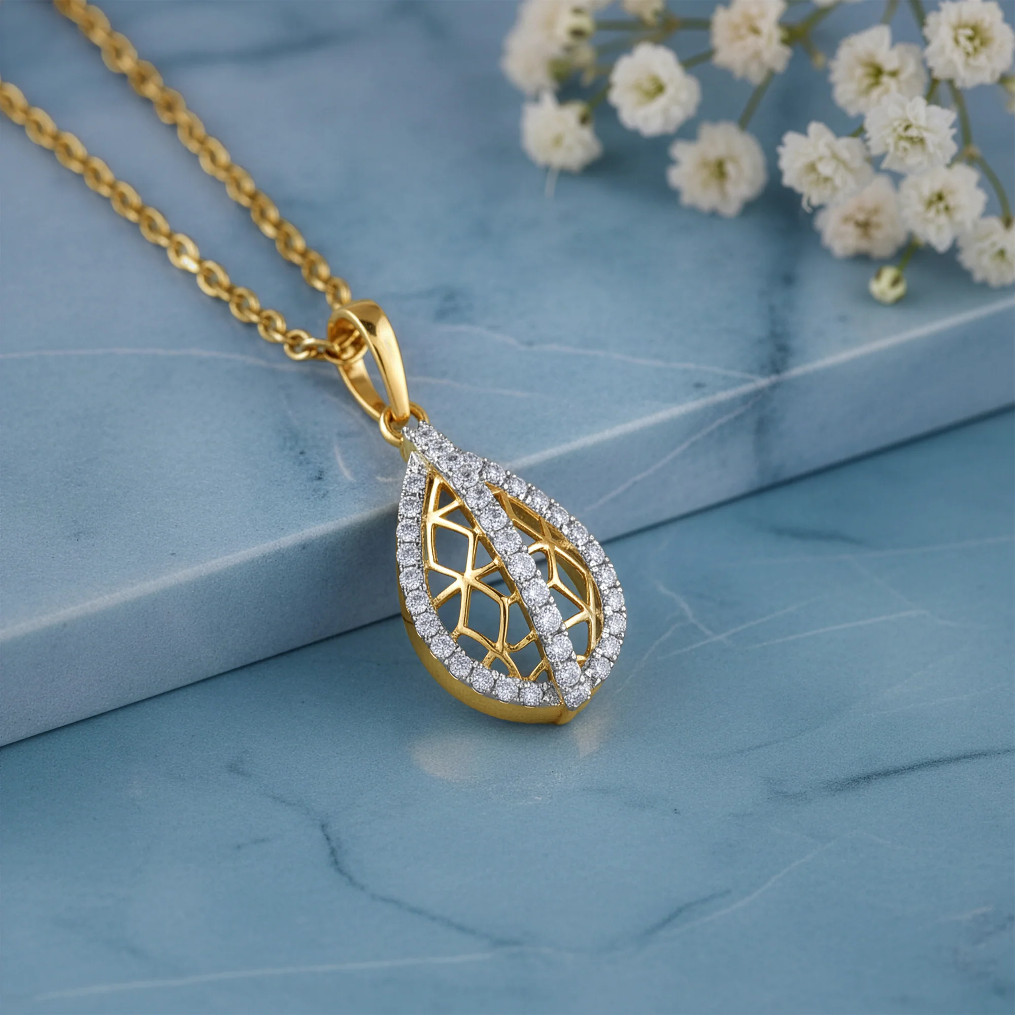 Gold Solene Tear Lab Grown Diamond Pendant - Image 2