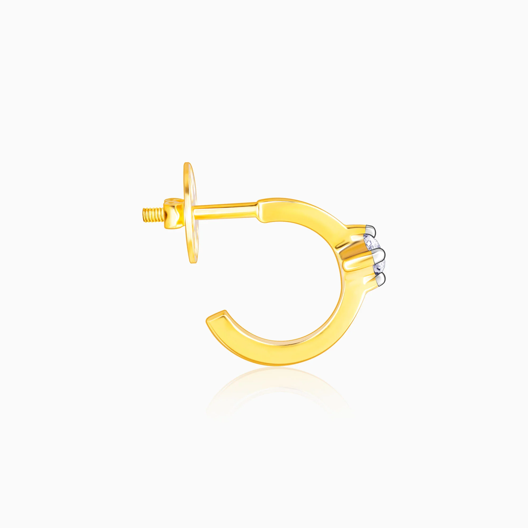 Gold Solitaire Hoop Diamond Earrings - Image 5