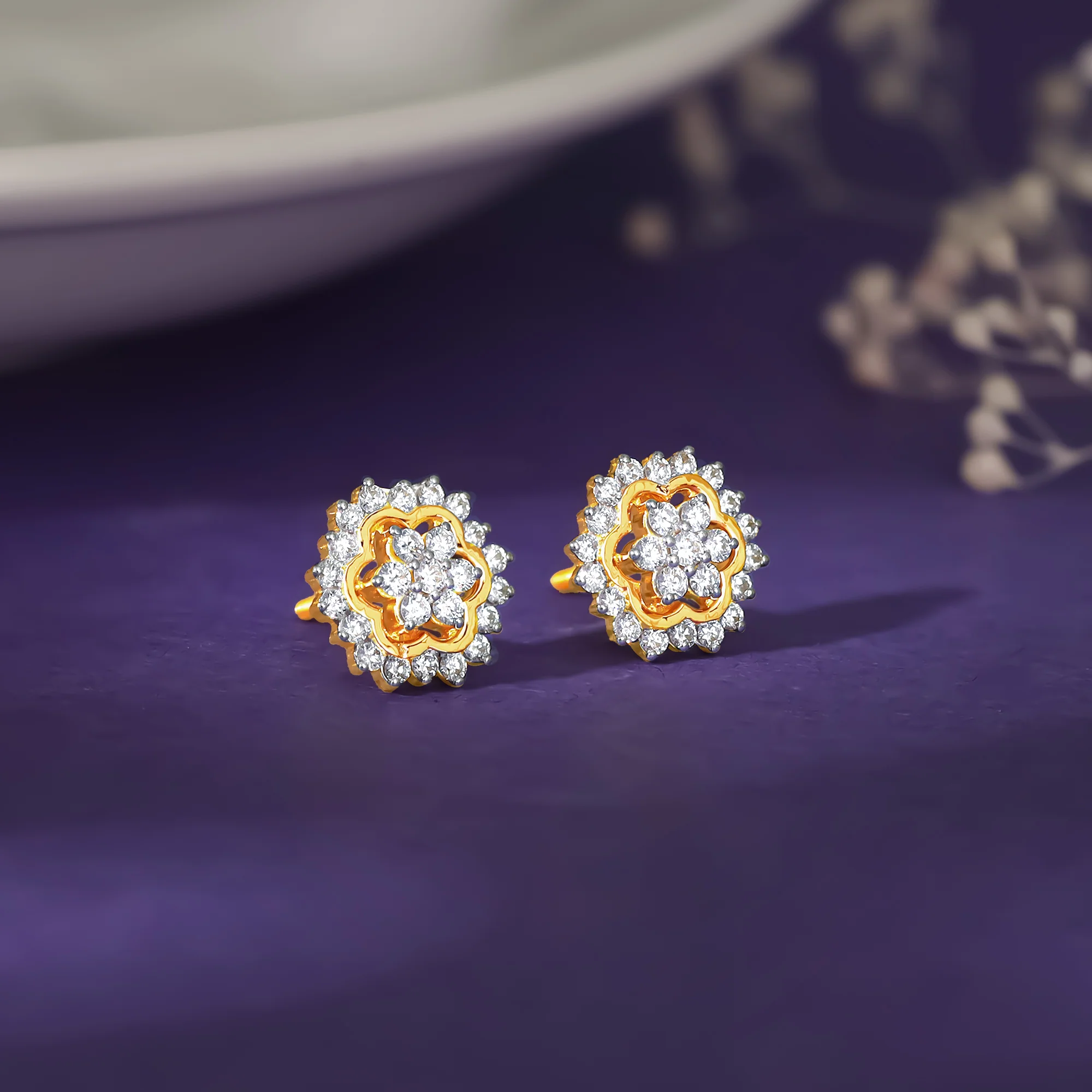 Gold Spring Diamond Studs - Image 2
