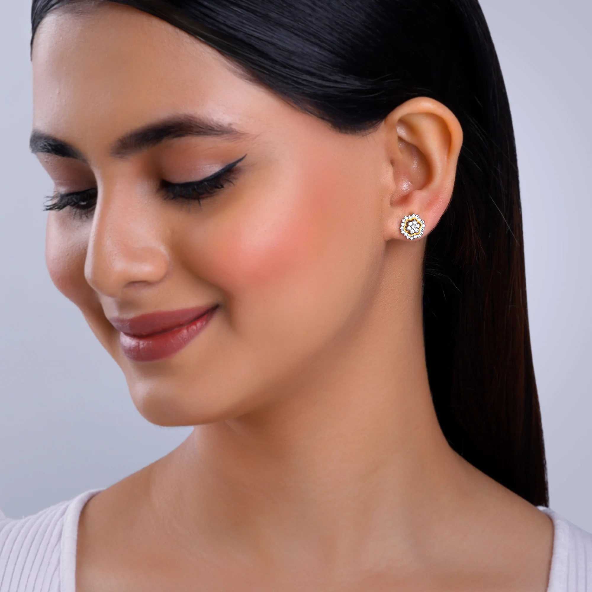 Gold Spring Diamond Studs - Image 3