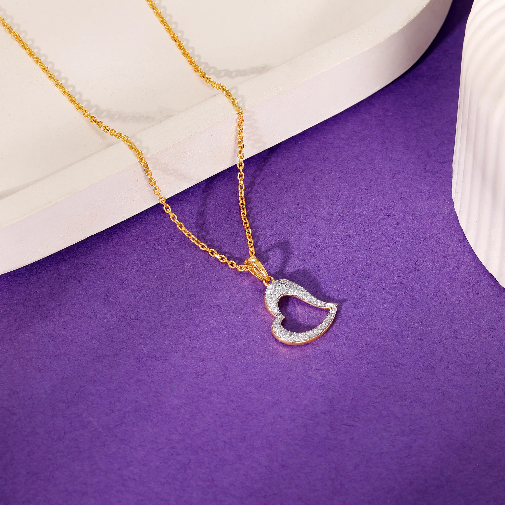 Gold Swaying Heart Lab Grown Diamond Pendant - Image 2