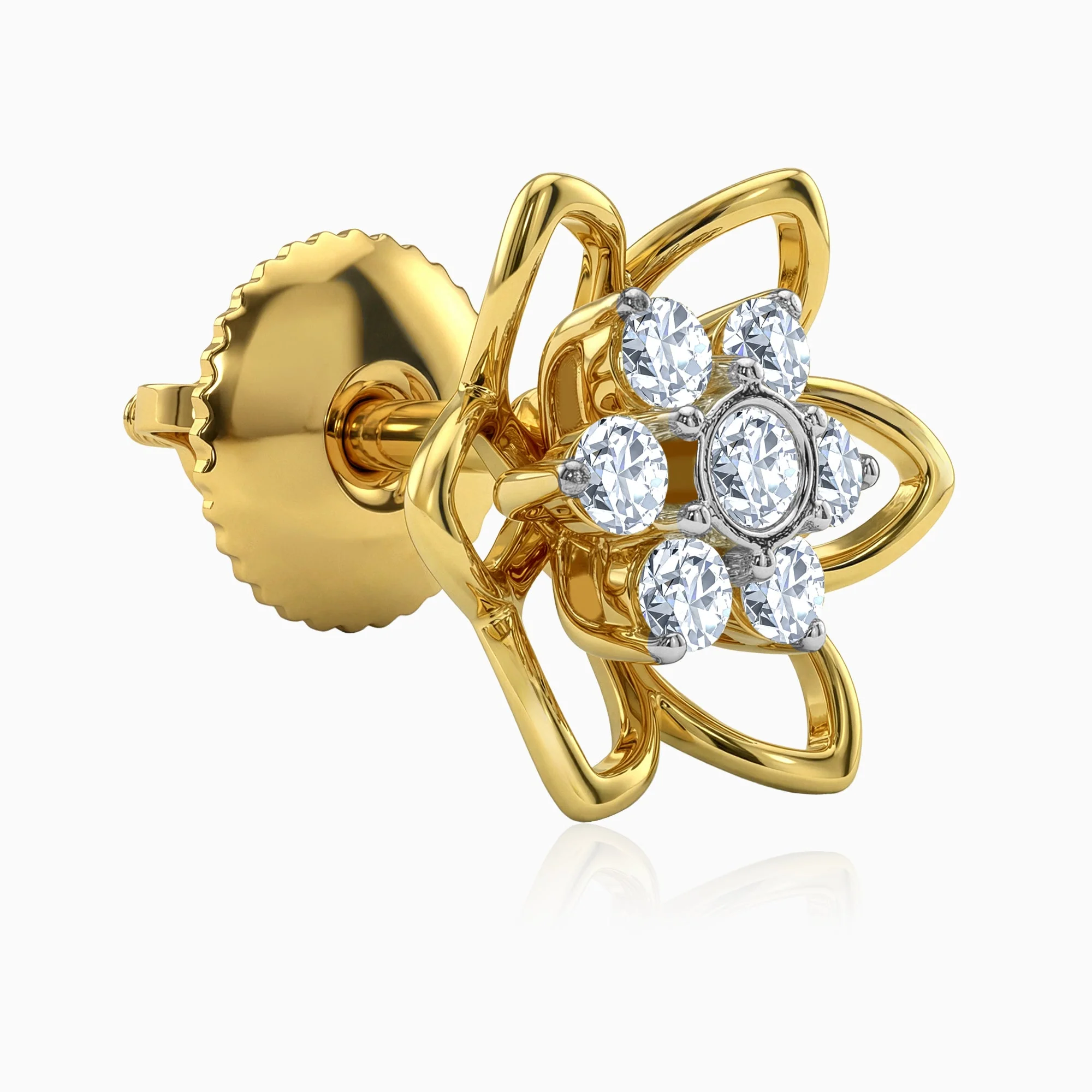 Gold Sweet Flower Lab Grown Diamond Earrings - Image 4