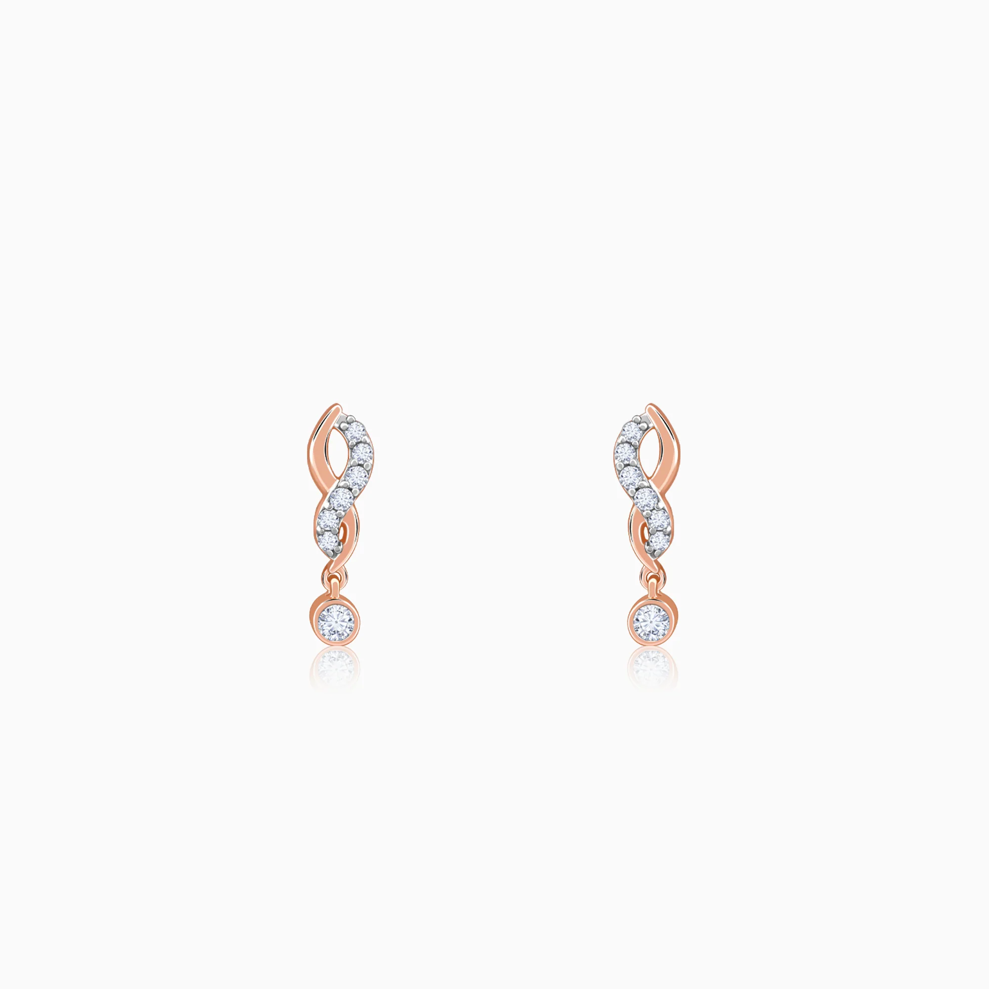 Gold Swirling Lab Grown Diamond Earrings