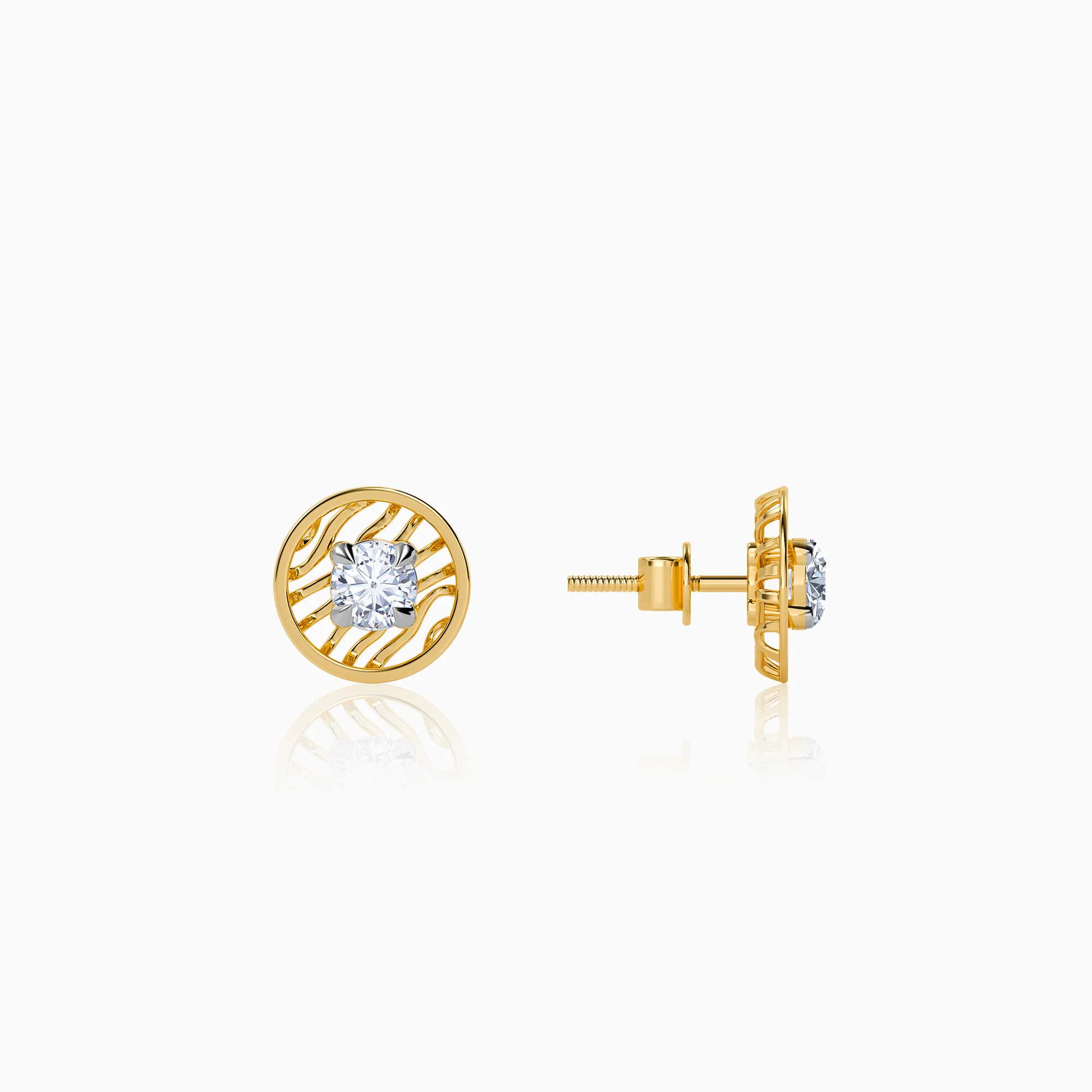 Gold Threaded Orbit Lab Grown Diamond Earrings - Image 5
