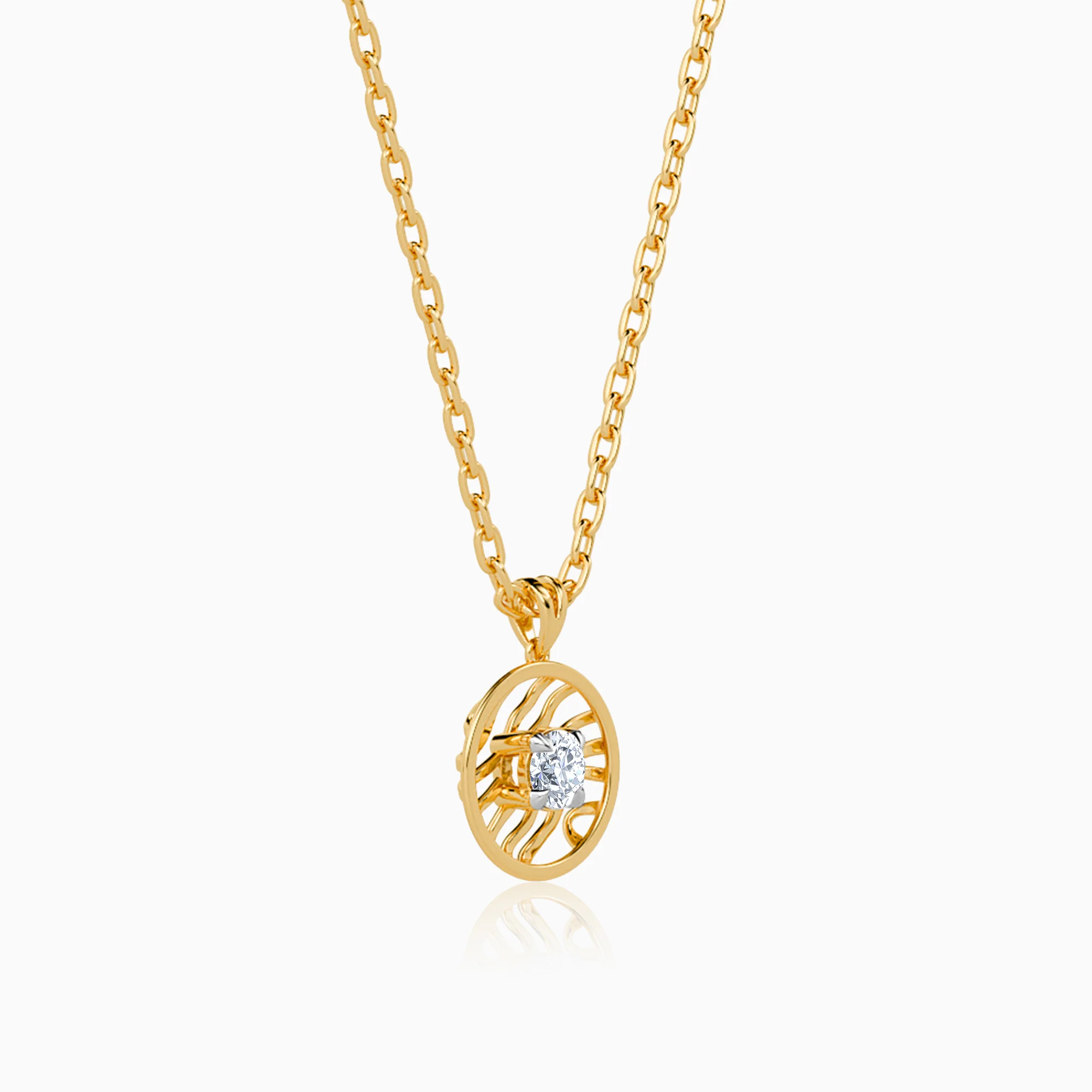 Gold Threaded Orbit Lab Grown Diamond Pendant - Image 4