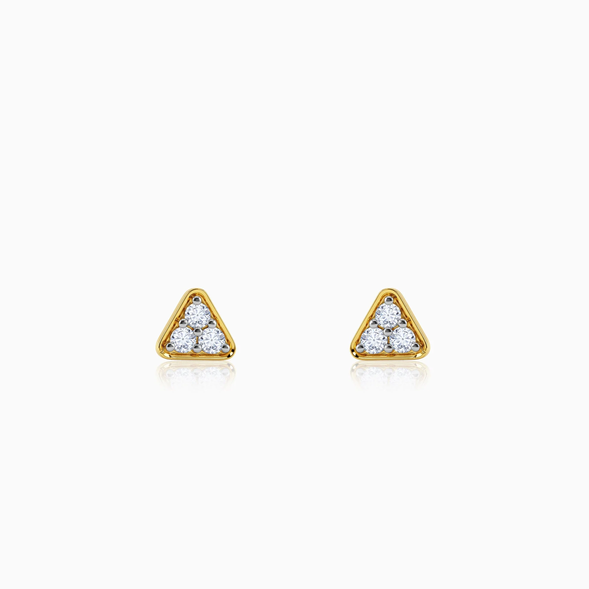 Gold Trigon Lab Grown Diamond Earrings