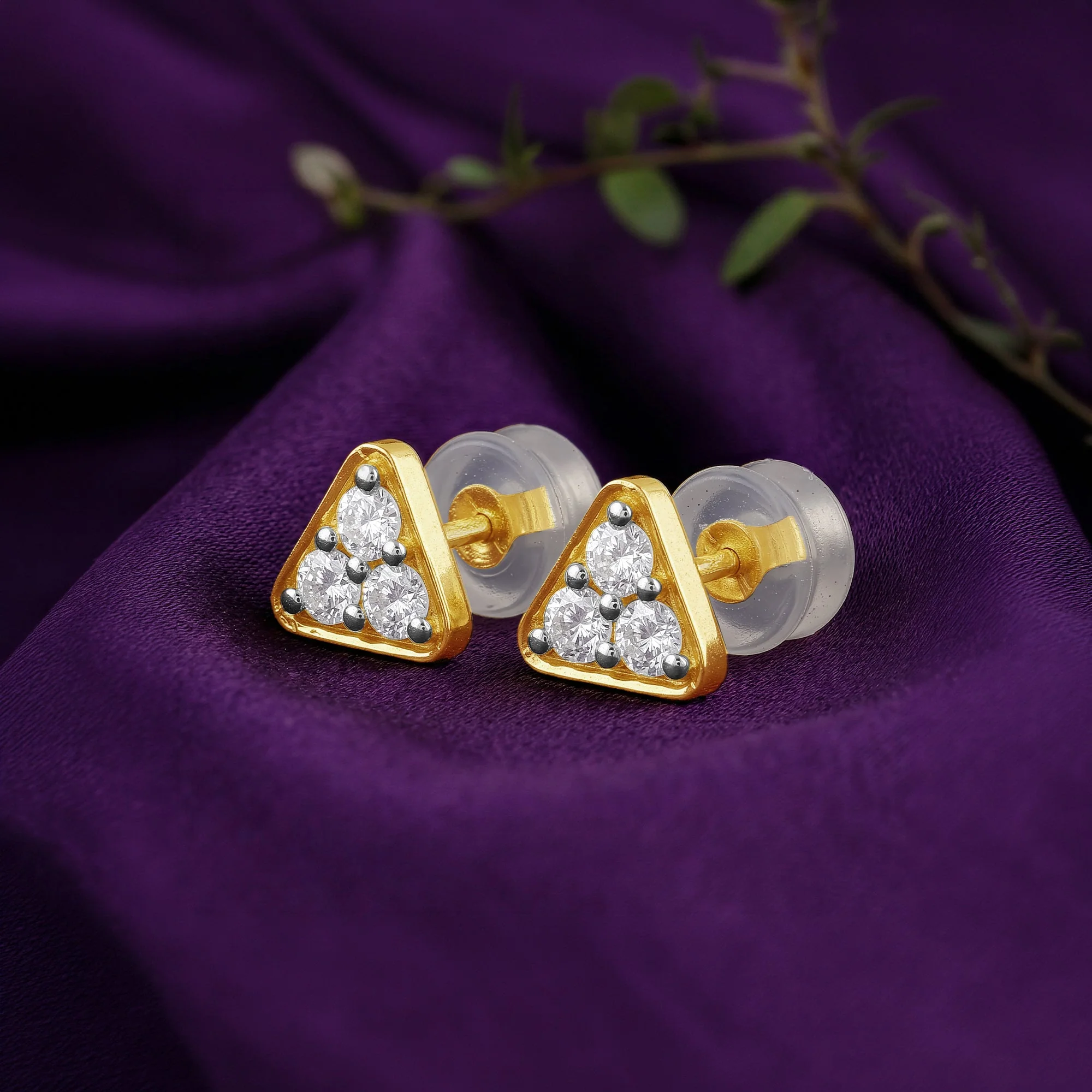 Gold Trigon Lab Grown Diamond Earrings - Image 2