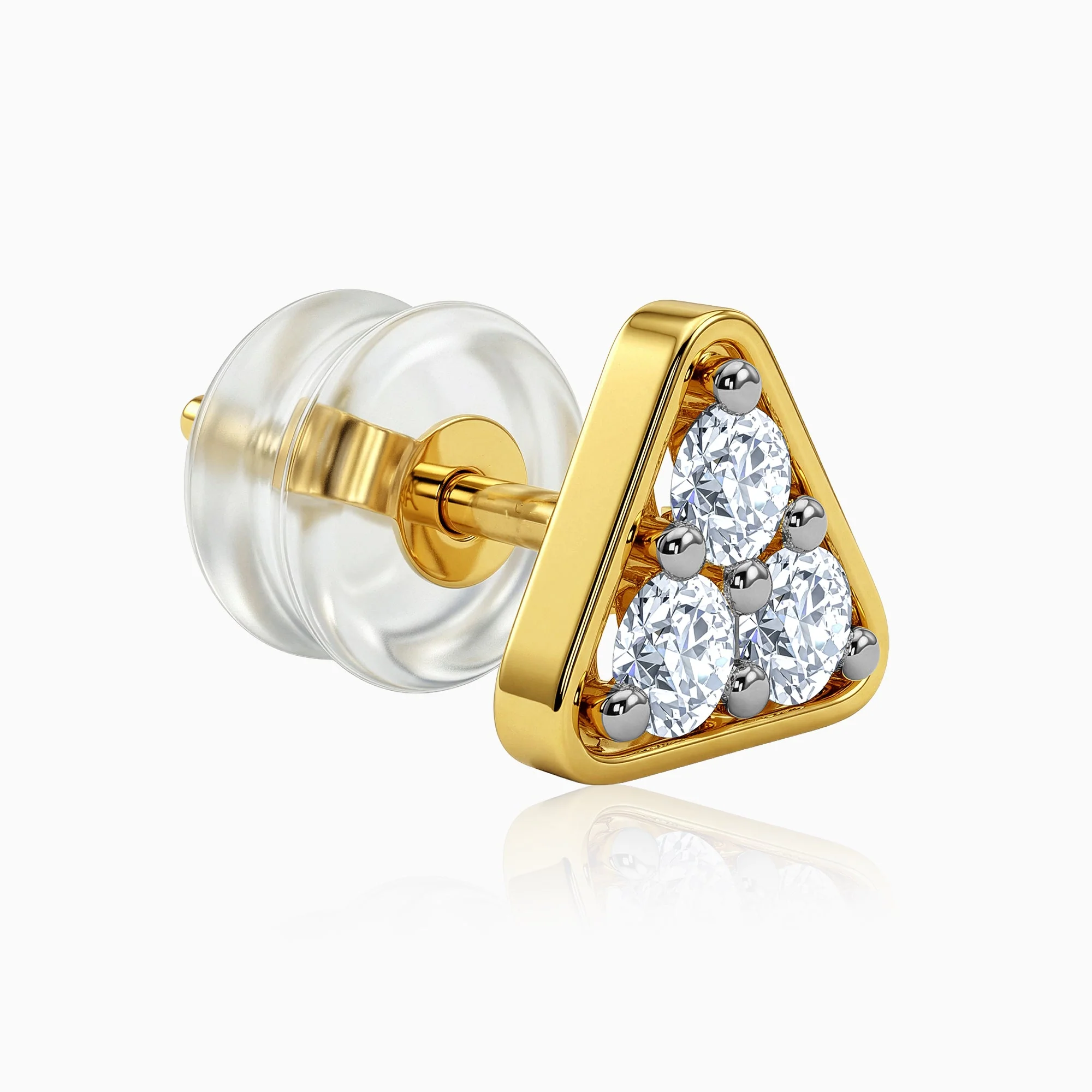 Gold Trigon Lab Grown Diamond Earrings - Image 4