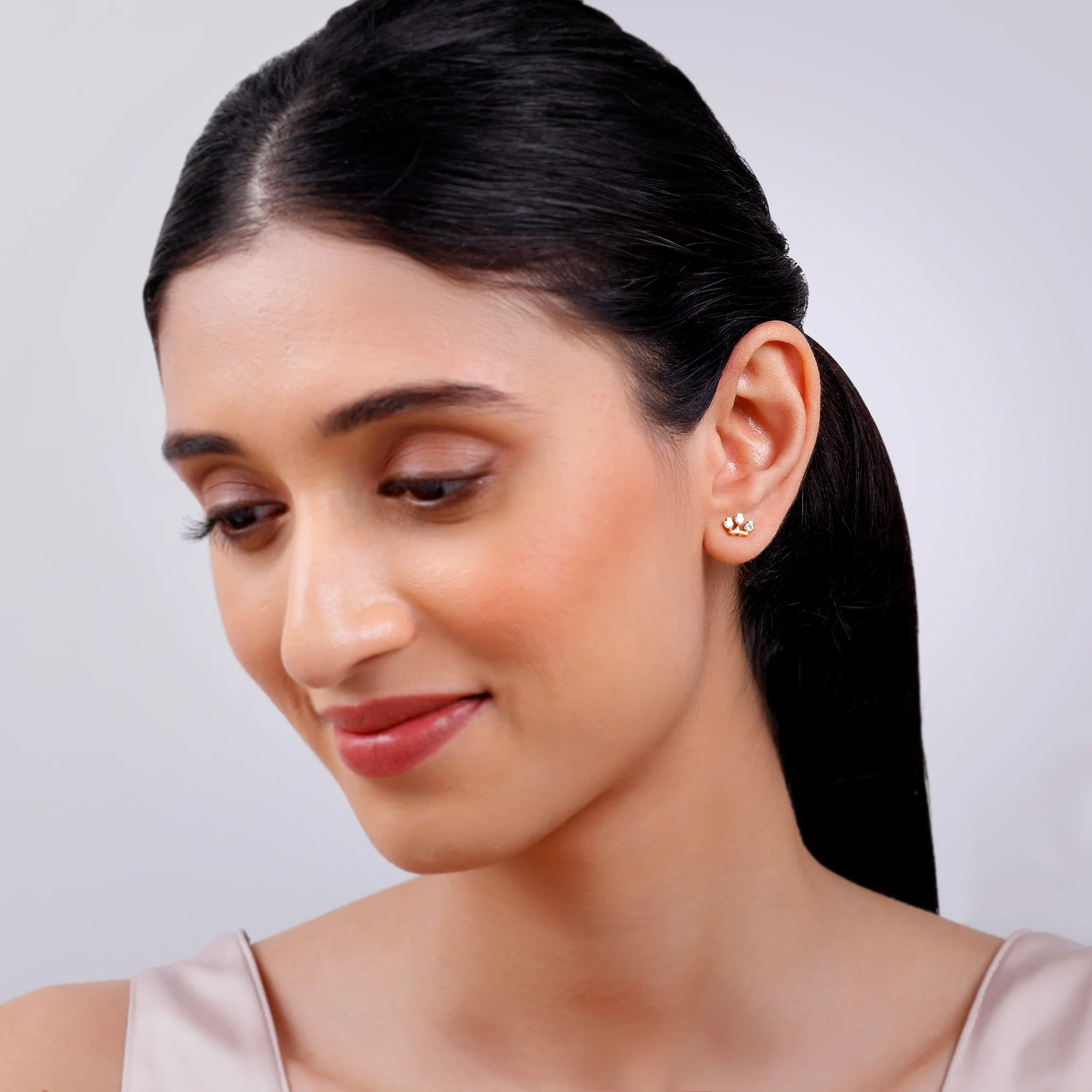 Gold Triple Glow Lab Grown Diamond Earrings - Image 3