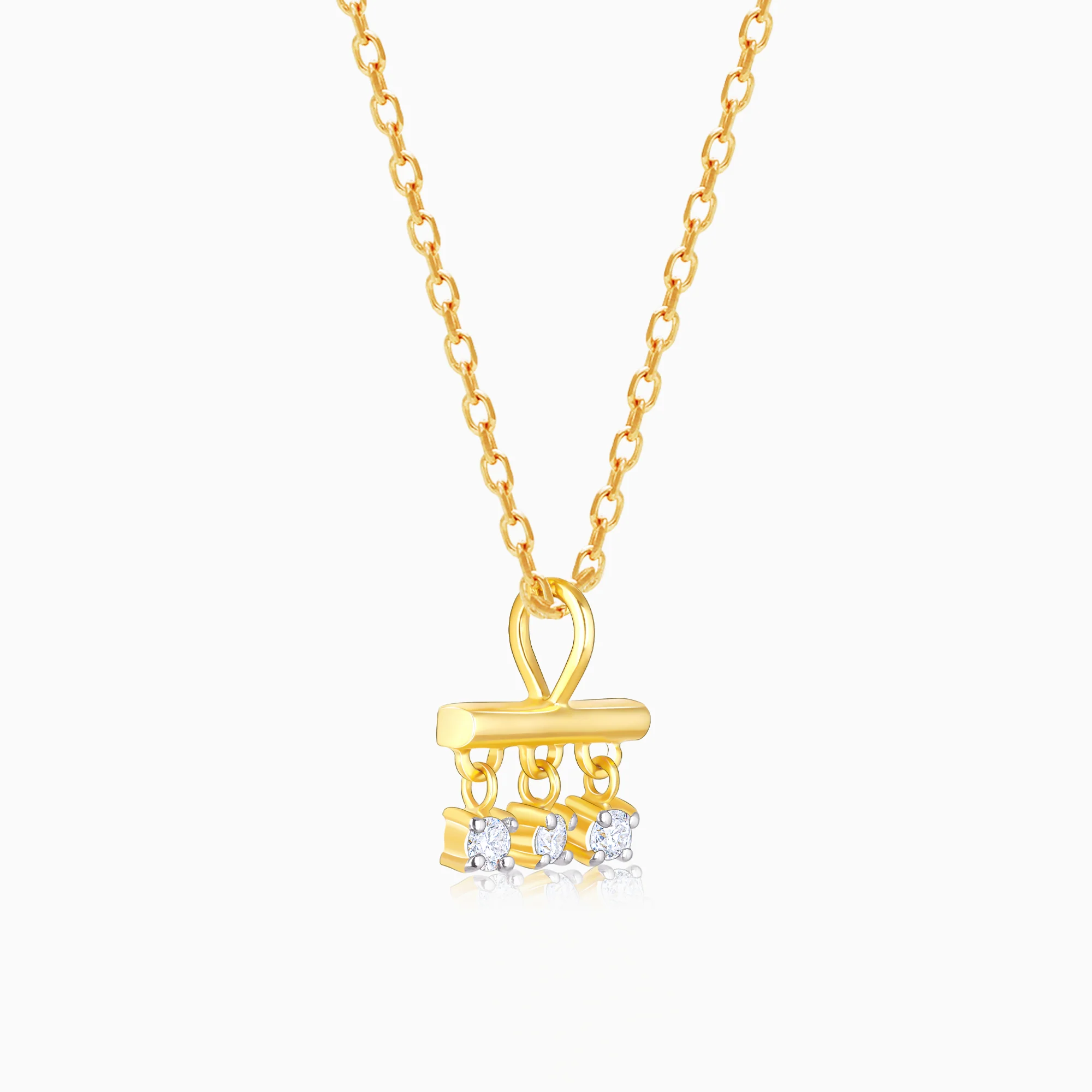 Gold Triple Jewel Lab Grown Diamond Pendant - Image 4